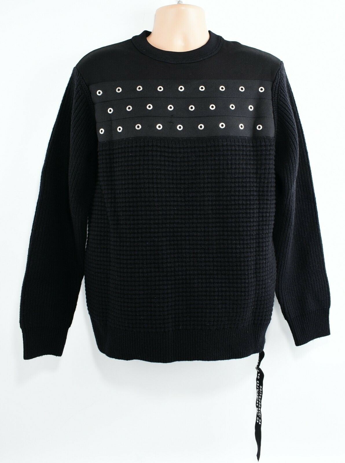 DIESEL Men's K-RUSHIS Textured Jumper with Eyelets, Black size M *stitched hole*