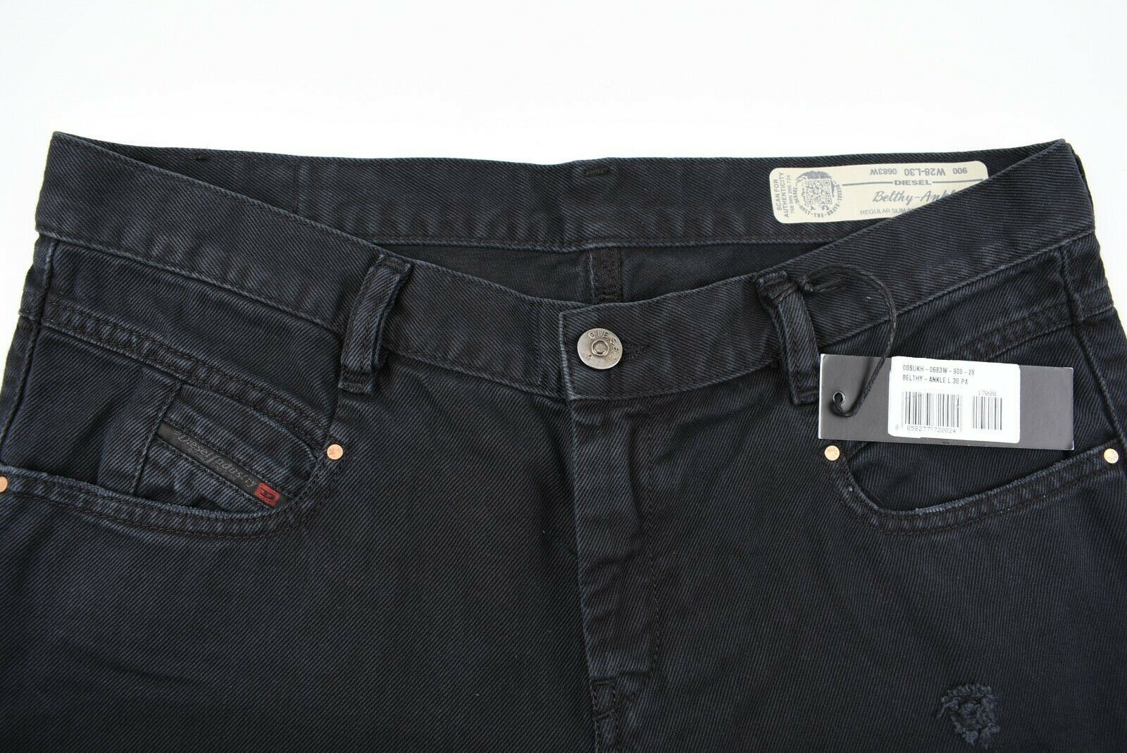 DIESEL Women's BELTHY ANKLE Low Rise Jeans, Black, size W28 L30