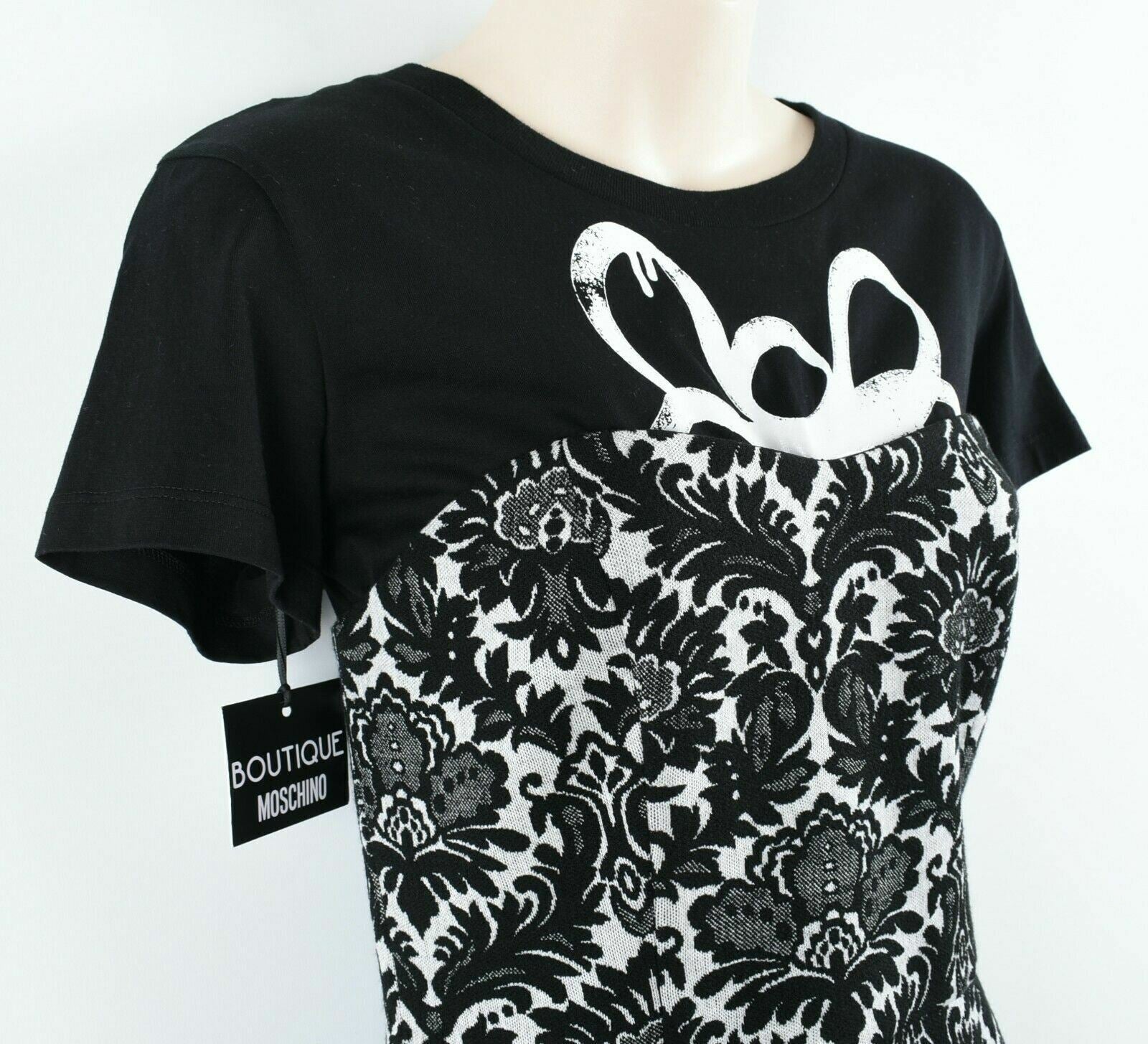 BOUTIQUE MOSCHINO Women's Bustier/T-shirt Dress, Wool Blend, Black, size UK 10