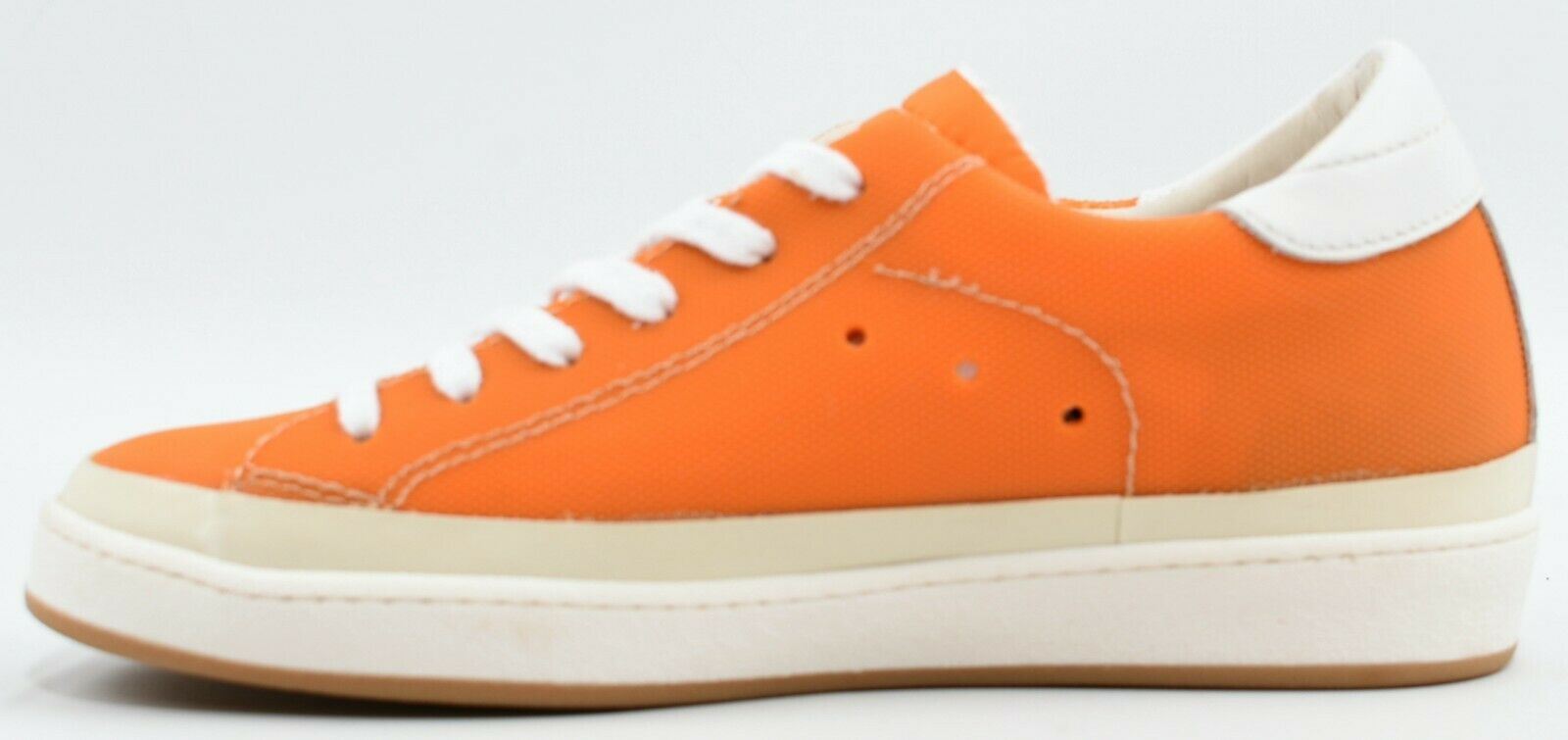 PHILIPPE MODEL Women's Orange Waxed Leather Trainers, Wedge Heel, size UK 4