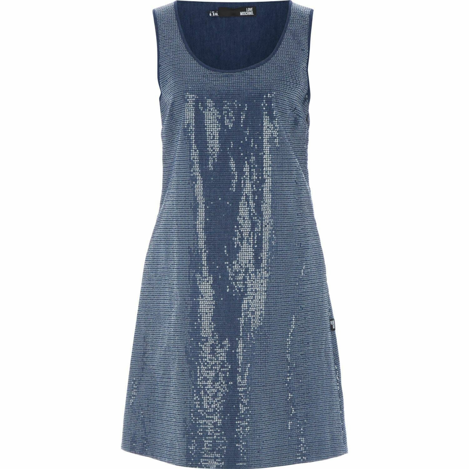 LOVE MOSCHINO Women's Blue Sequin Mini Dress, size UK 8