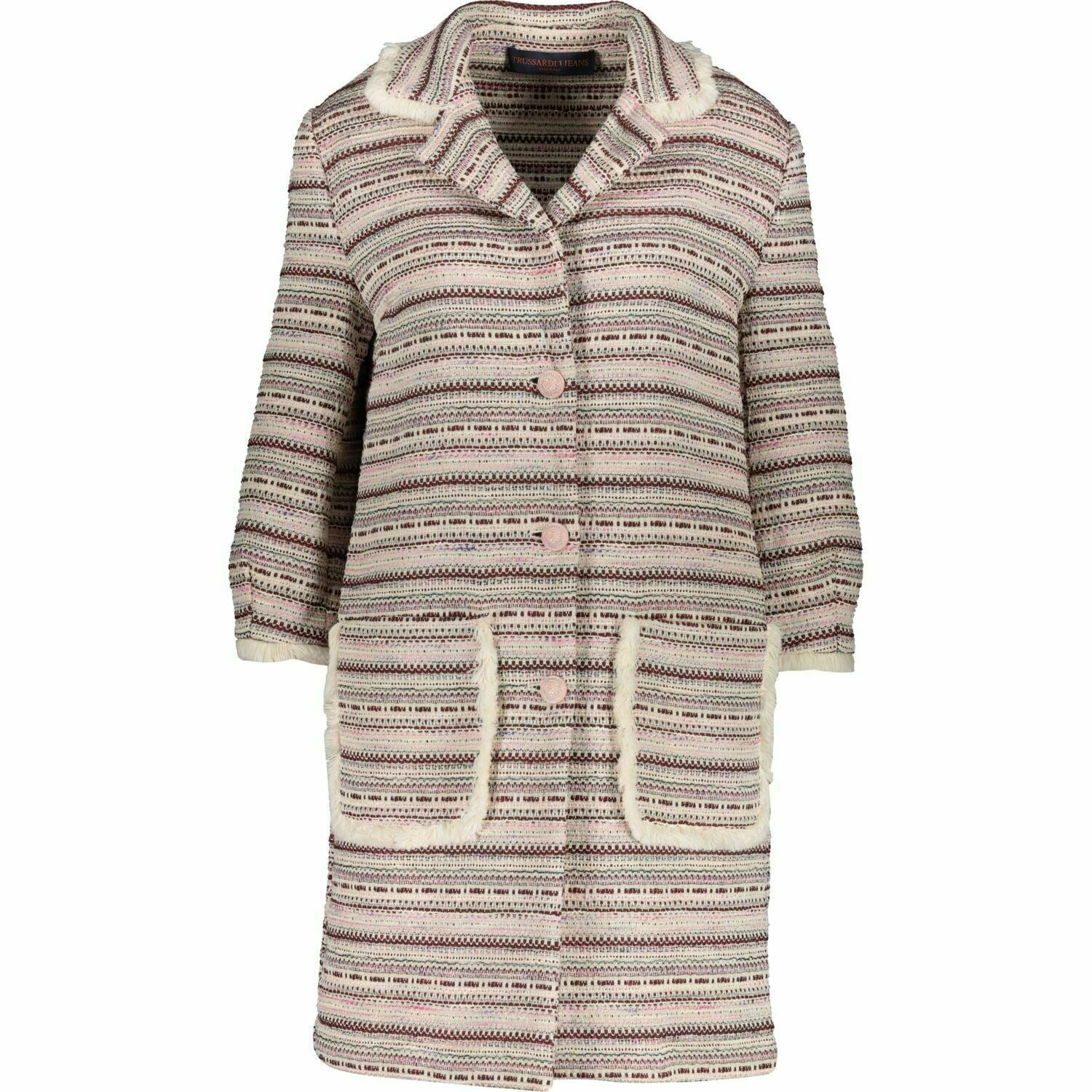 TRUSSARDI JEANS Women's Multicoloured 3/4 Sleeve Knit Coat, size UK 10