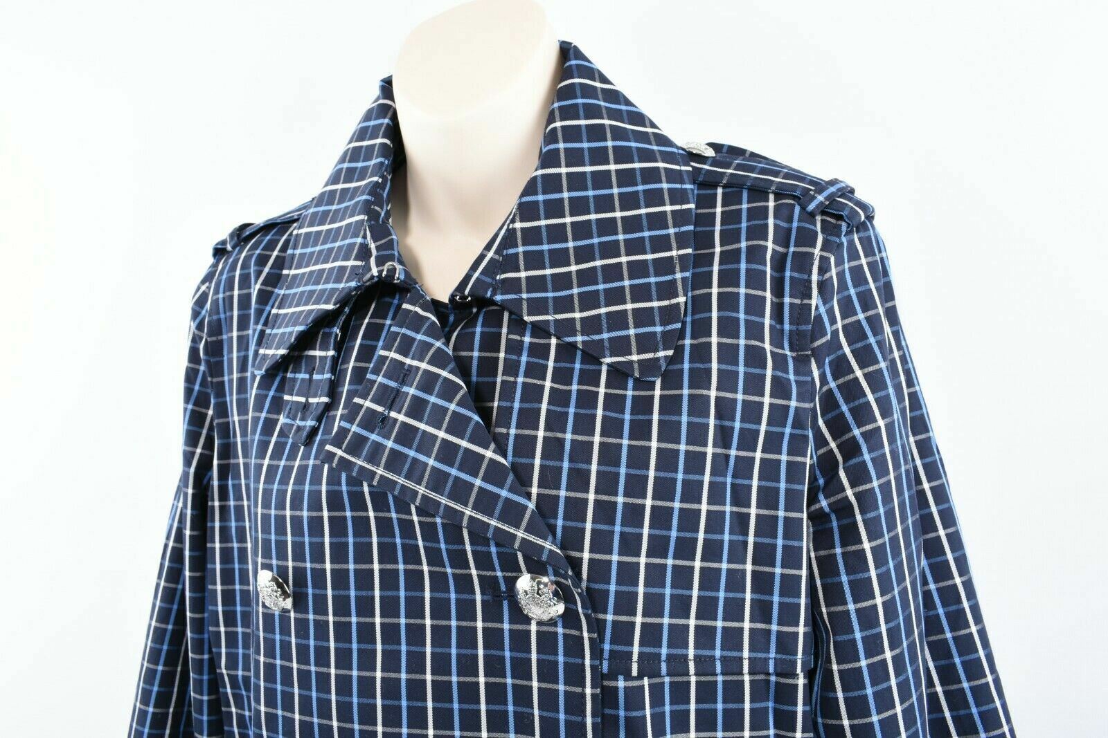 LAUREN RALPH LAUREN Women's Double Breasted Coat, Blue Checked, size UK 16