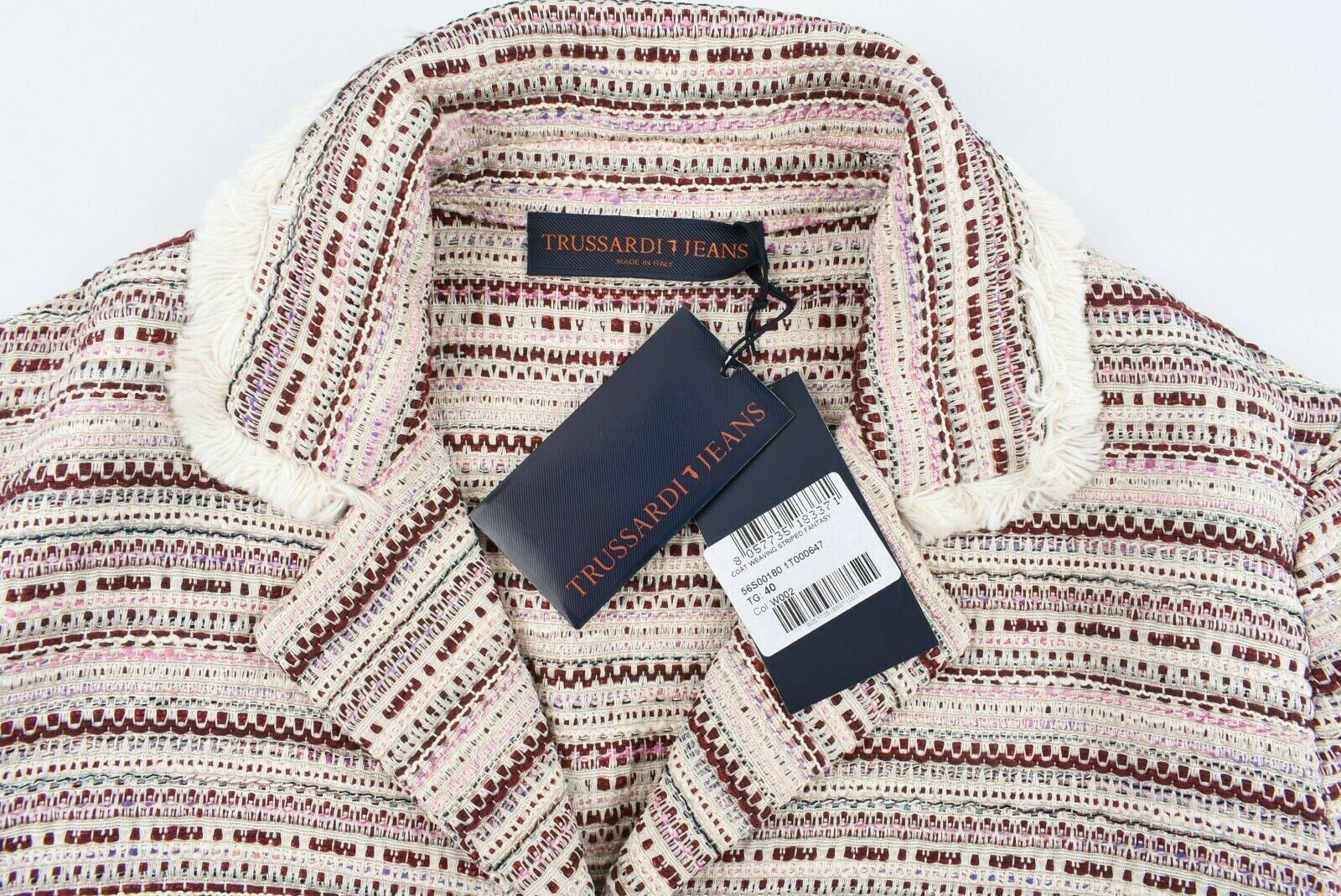 TRUSSARDI JEANS Women's Multicoloured 3/4 Sleeve Knit Coat, size UK 6