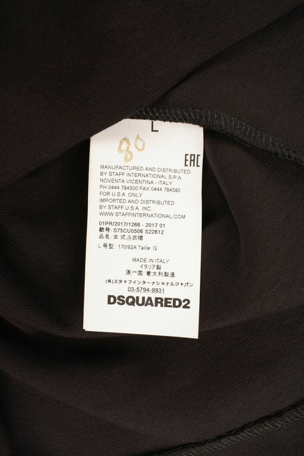 DSQUARED2 Women's Black Scoop Neck Skater Dress, size LARGE