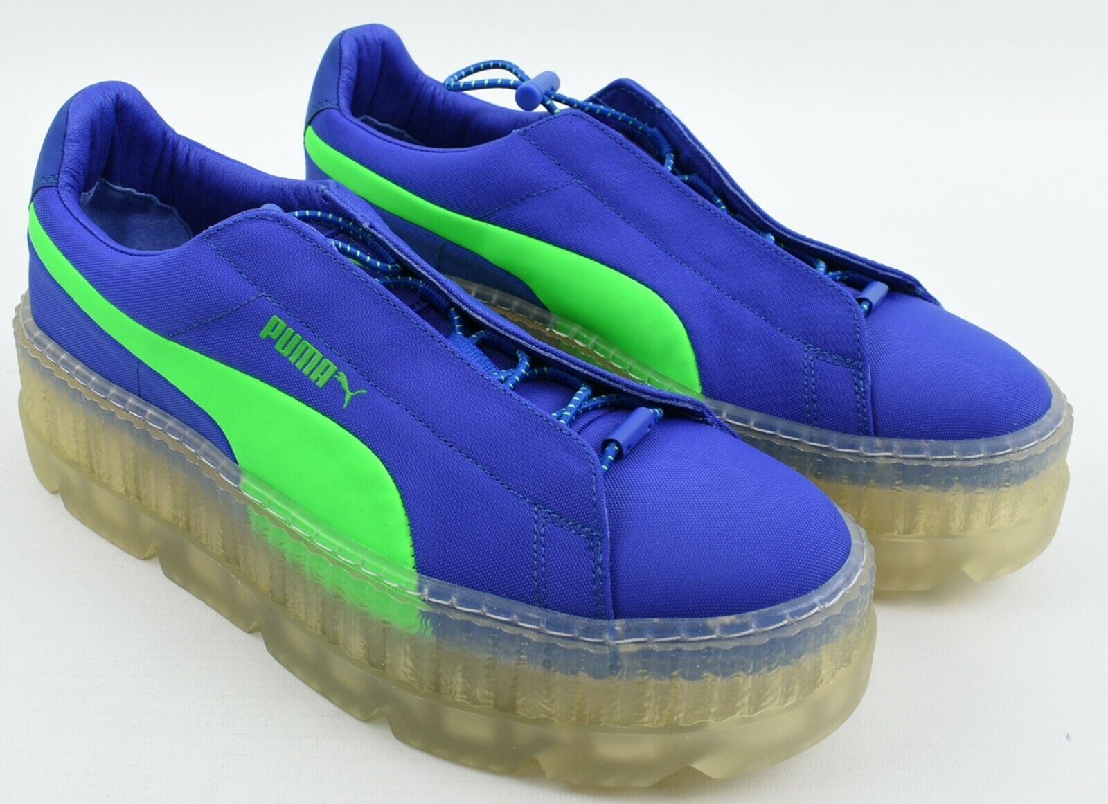 Women's PUMA X FENTY RIHANNA Cleated Creeper Trainers, Blue/Green, size UK 6.5