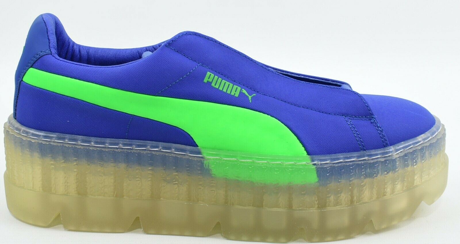 Women's PUMA X FENTY RIHANNA Cleated Creeper Trainers, Blue/Green, size UK 6.5