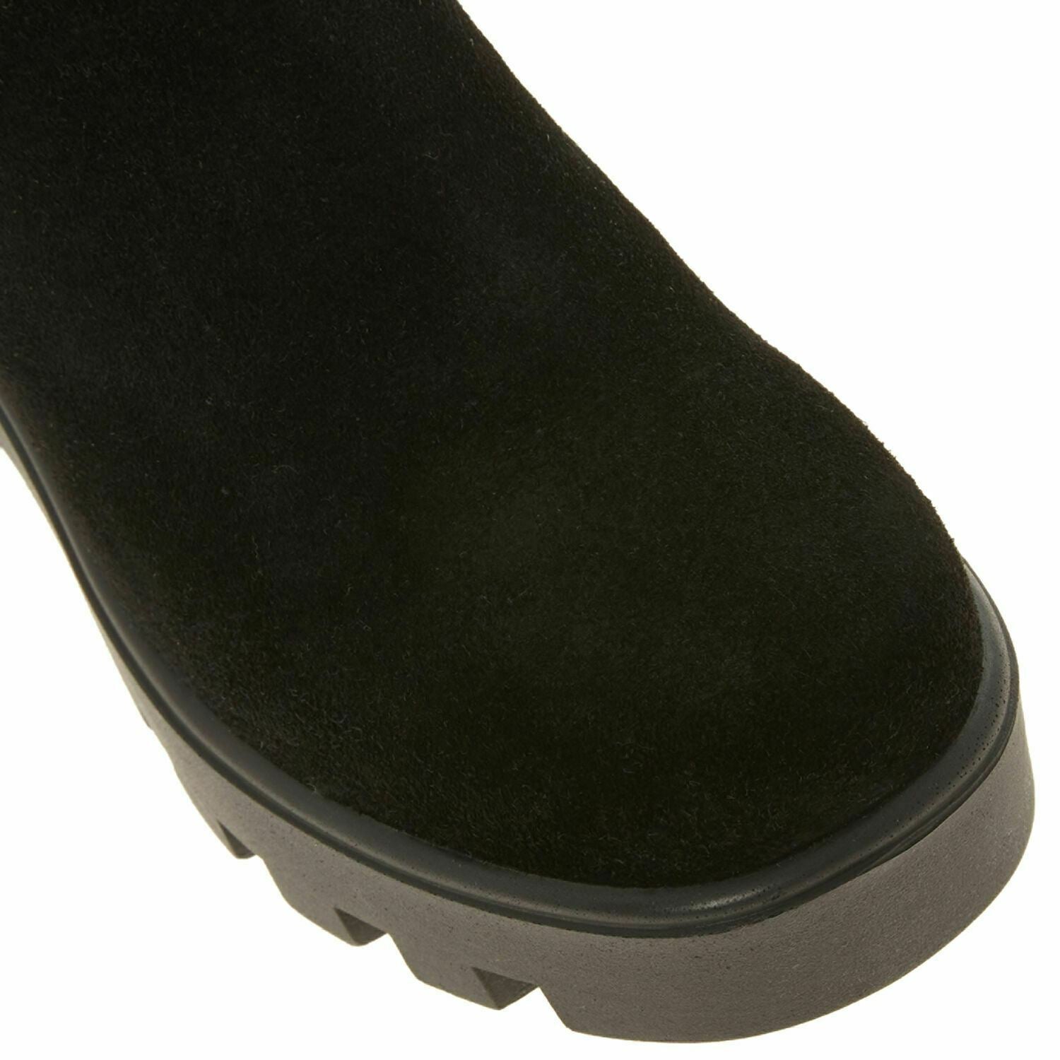 POLLINI Women's Suede Leather Chunky Ankle Slip On Boots, Black, size UK 4 EU 37