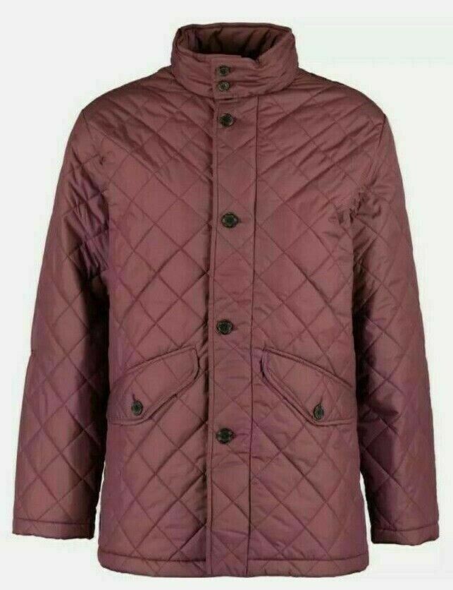 BROOKS BROTHERS Men's Lightly Padded Quilted Jacket, Burgundy Red, size L