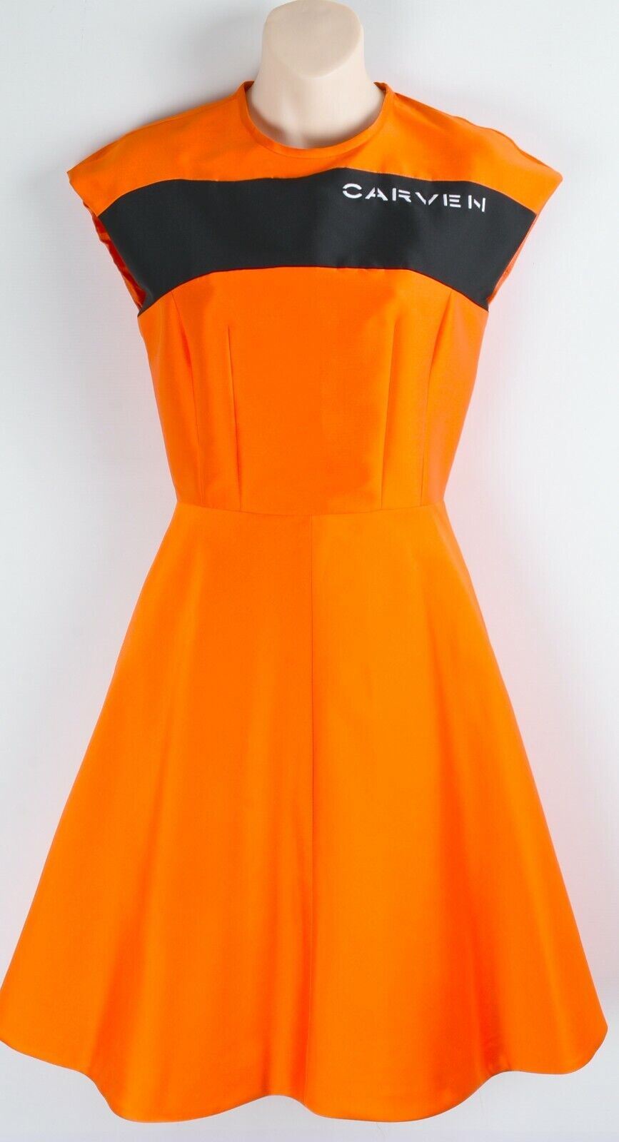 CARVEN Women's Orange/Black Skater Dress, size UK 6