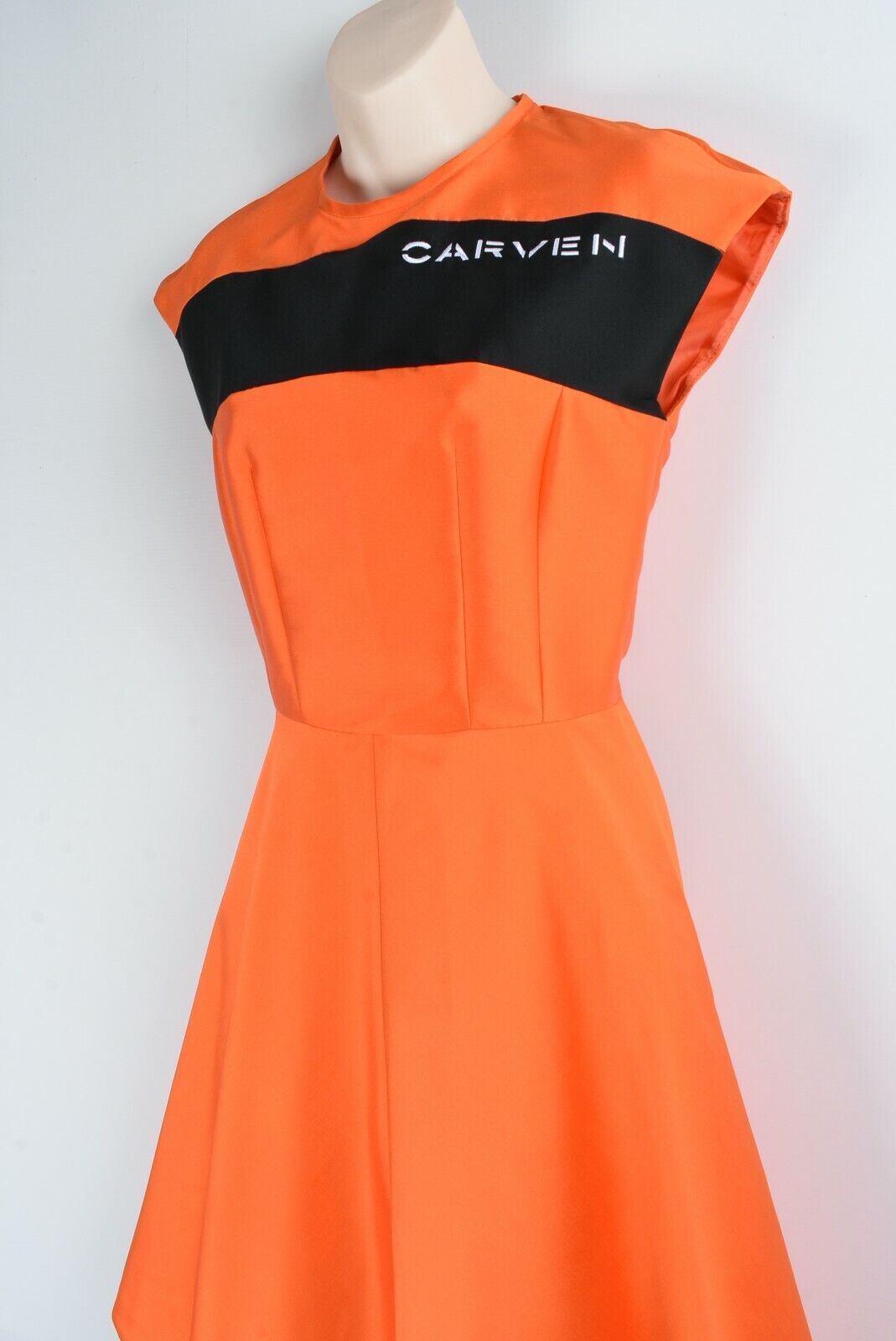 CARVEN Women's Orange/Black Skater Dress, size UK 6