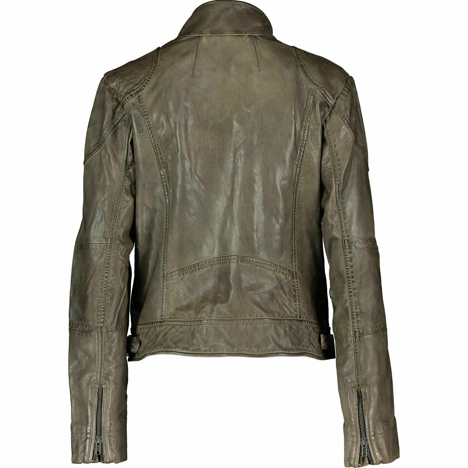 7 For All Mankind Women's Olive Green Distressed Genuine Leather Jacket, size L