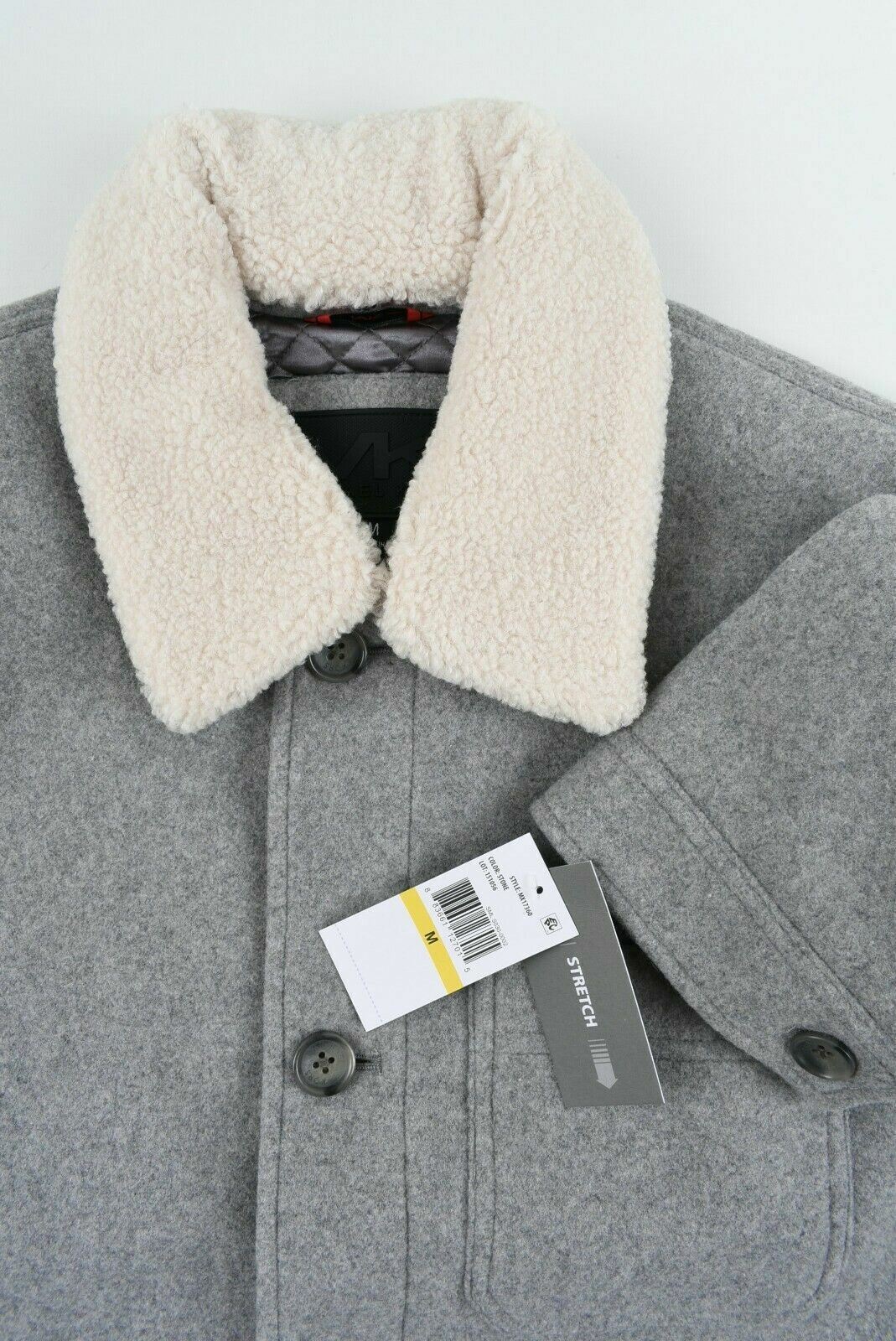 MICHAEL KORS Men's Wool Blend & Faux Shearling Collar Jacket Coat, Grey, size M