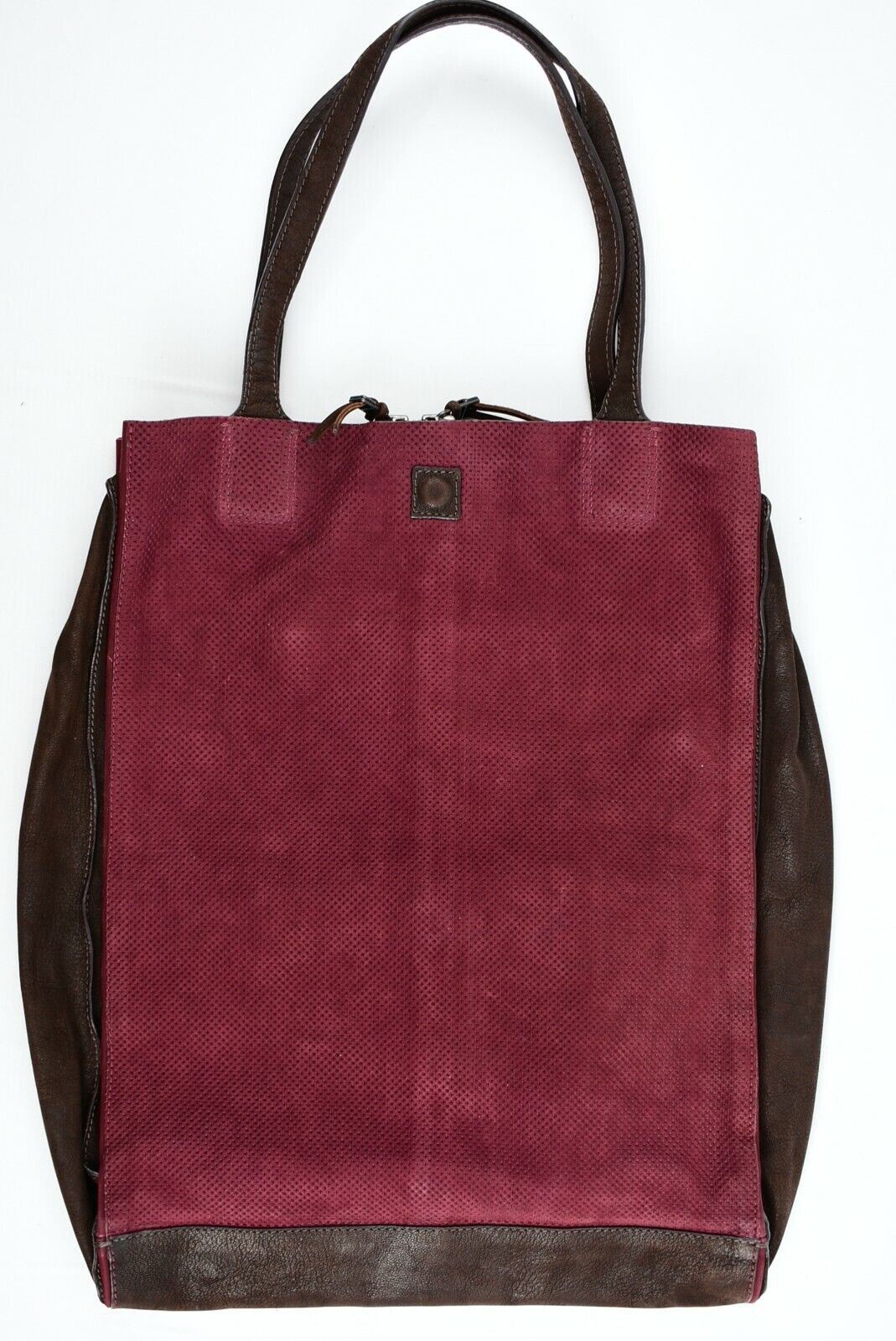 JEROME DREYFUSS - JASON Burgundy Red/Brown Genuine Leather Tote Bag