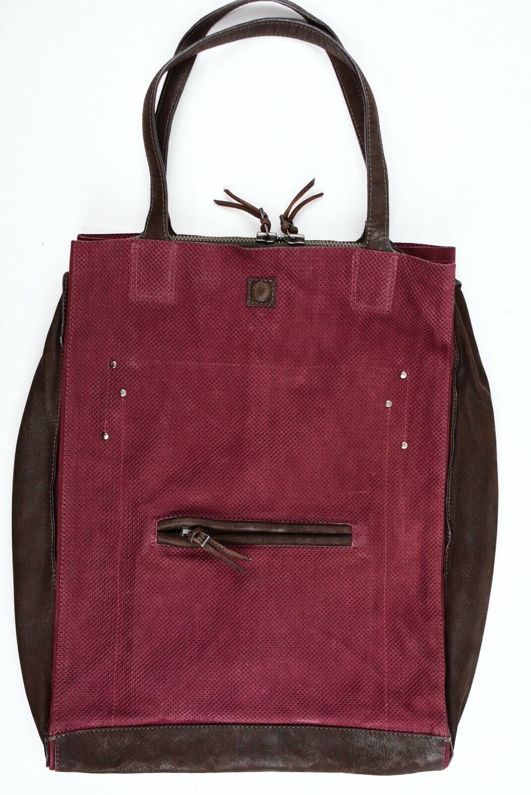 JEROME DREYFUSS - JASON Burgundy Red/Brown Genuine Leather Tote Bag