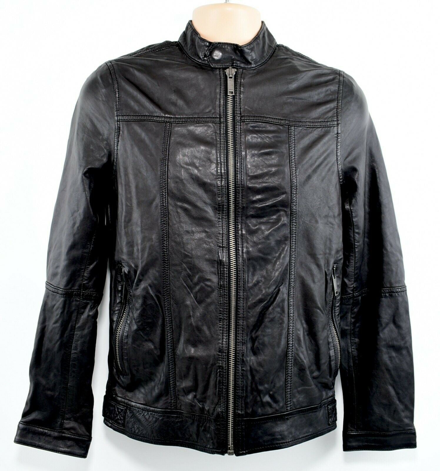 DKNY Men's Black Genuine Leather Jacket, size XS