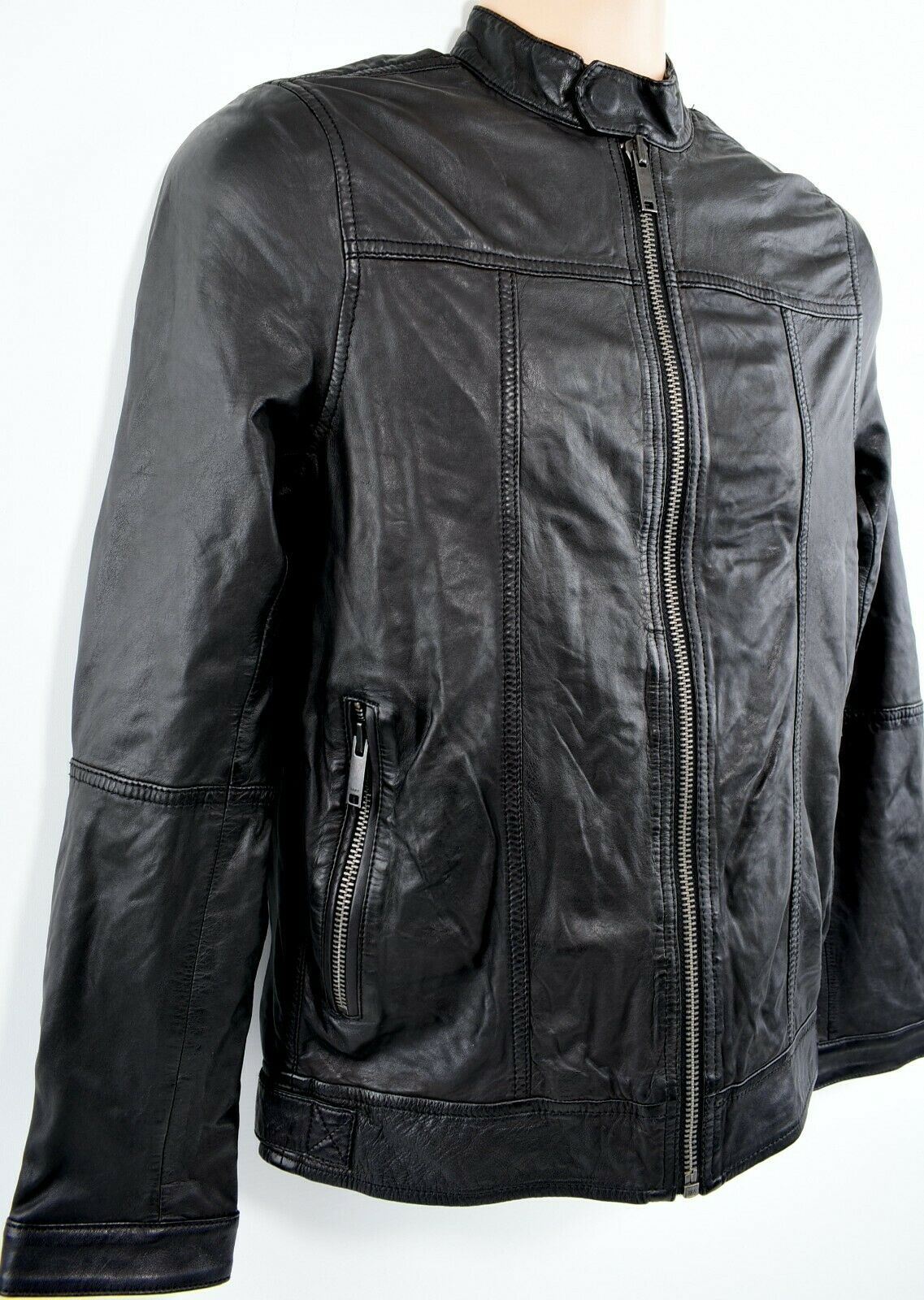 DKNY Men's Black Genuine Leather Jacket, size XS