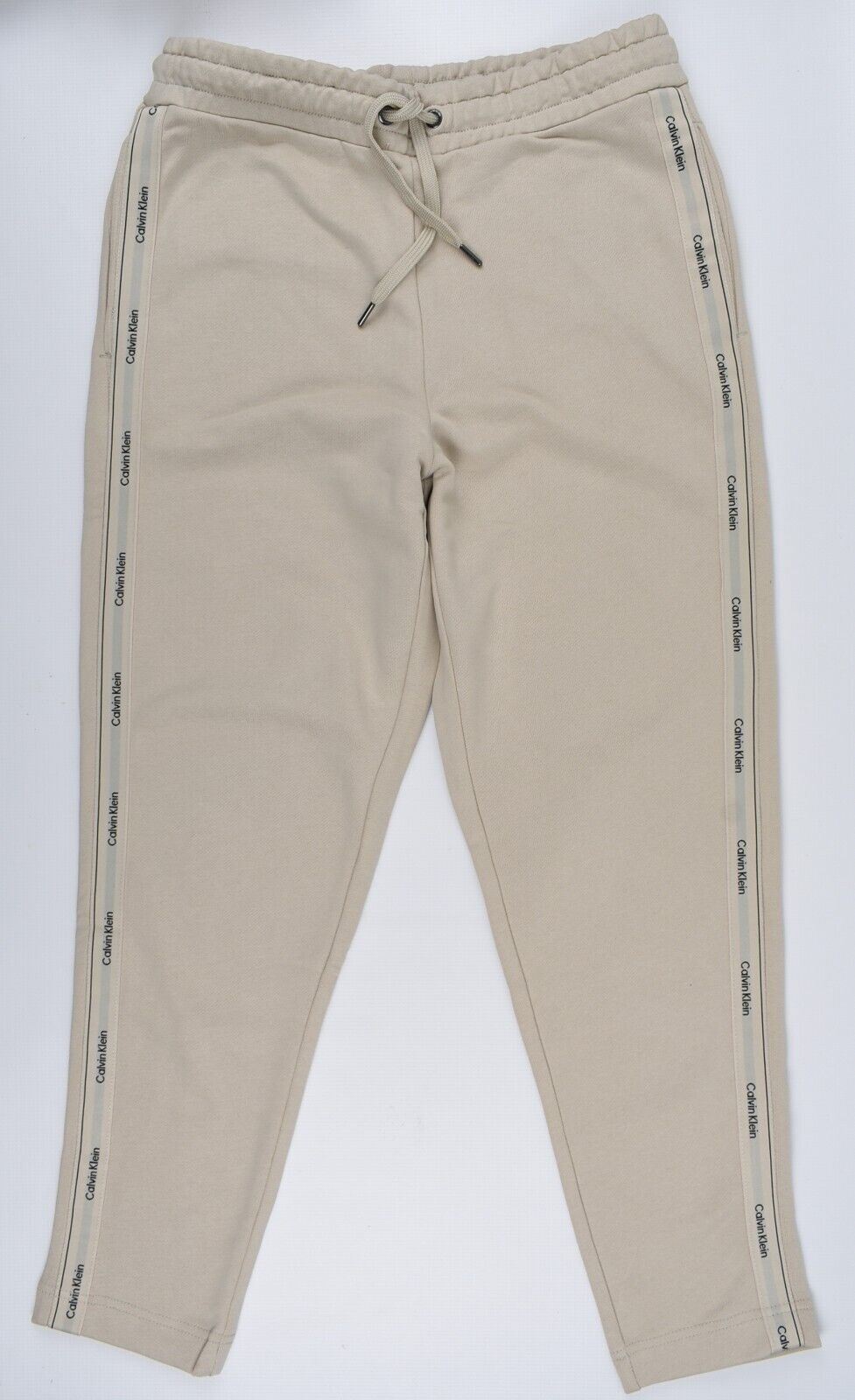 CALVIN KLEIN Women's Logo Tape Organic Cotton Joggers, Bleached Stone, size M