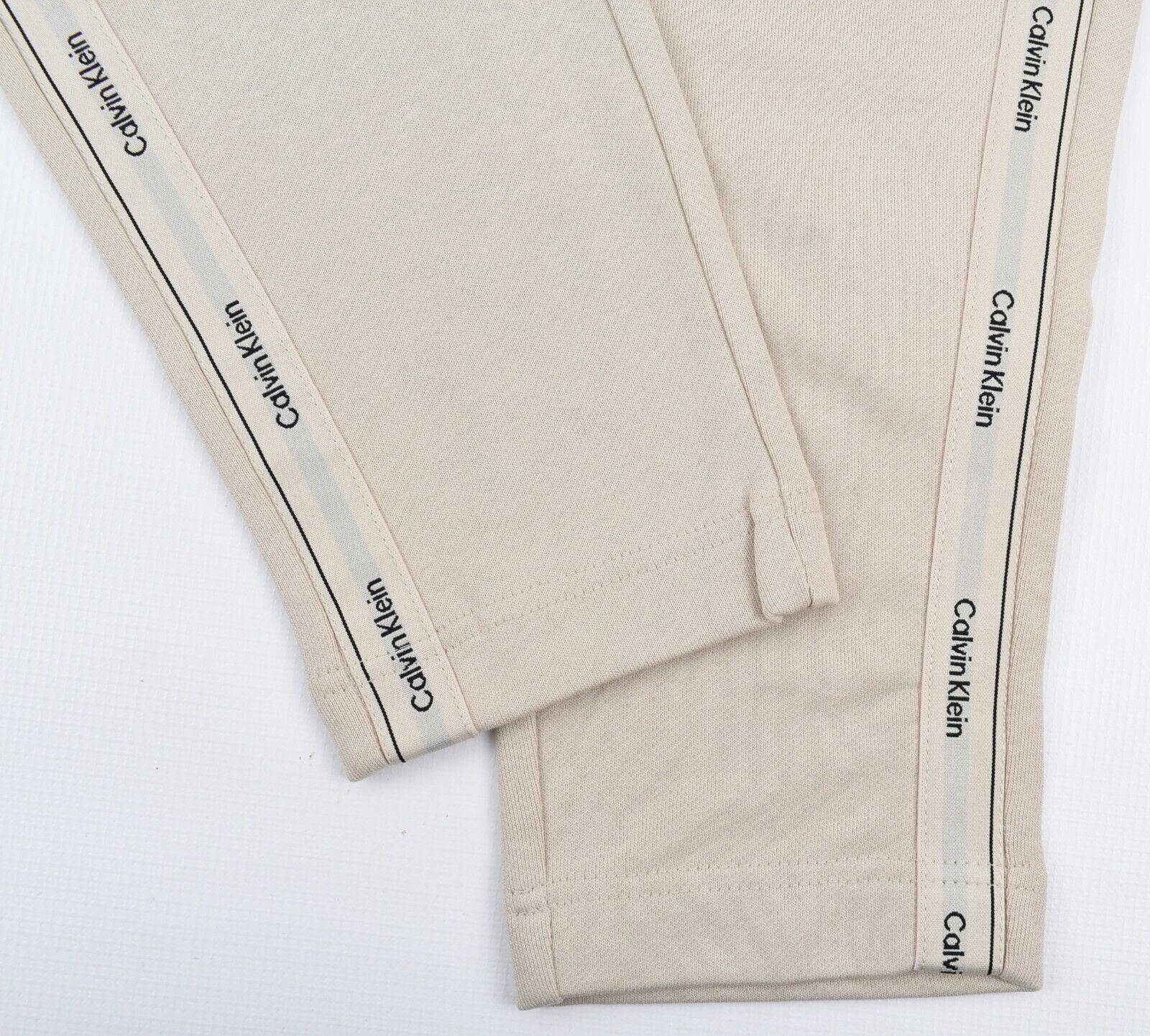 CALVIN KLEIN Women's Logo Tape Organic Cotton Joggers, Bleached Stone, size M