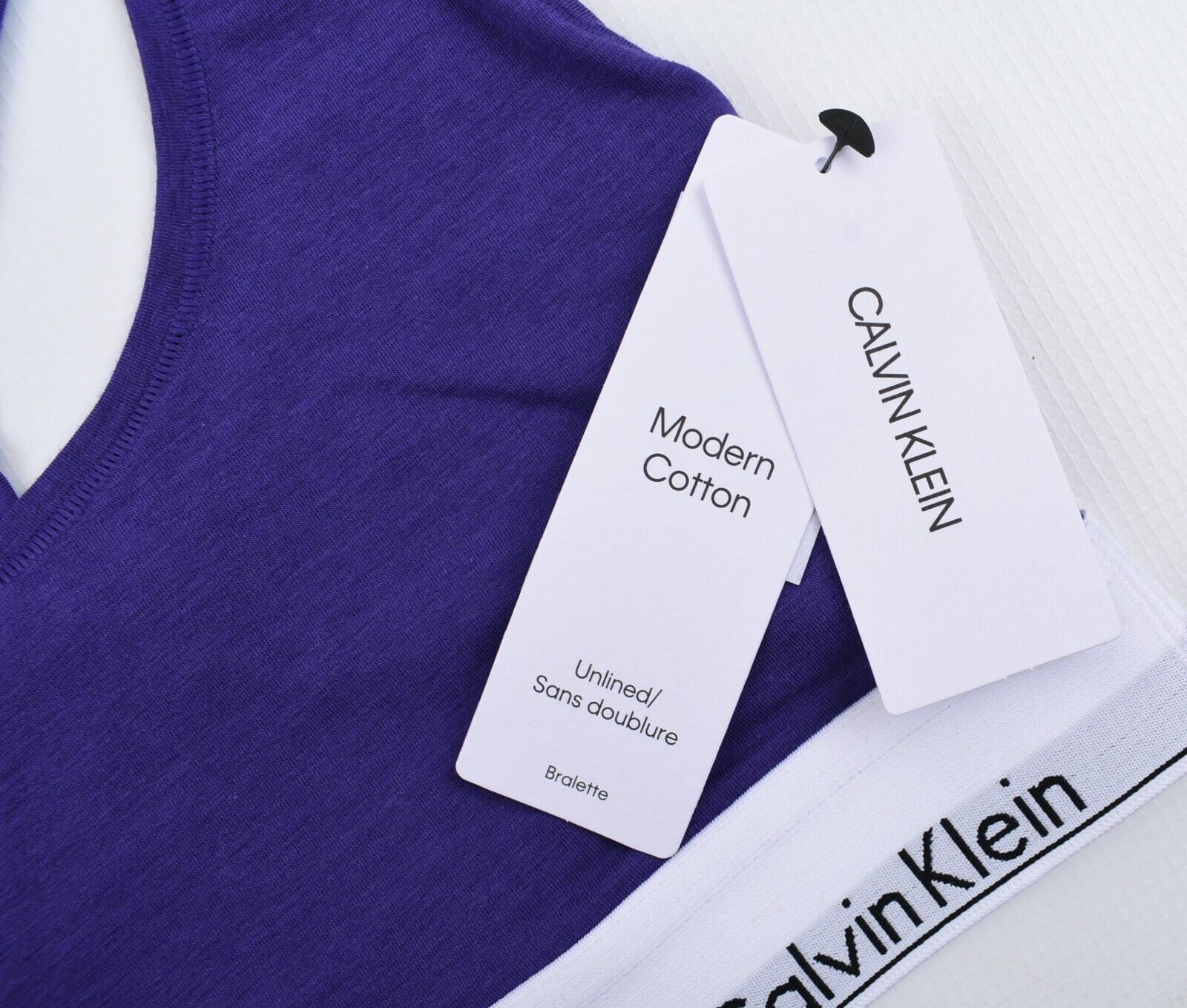 CALVIN KLEIN Women's Modern Cotton Logo Bralette, Violet Purple, size M (UK 12)