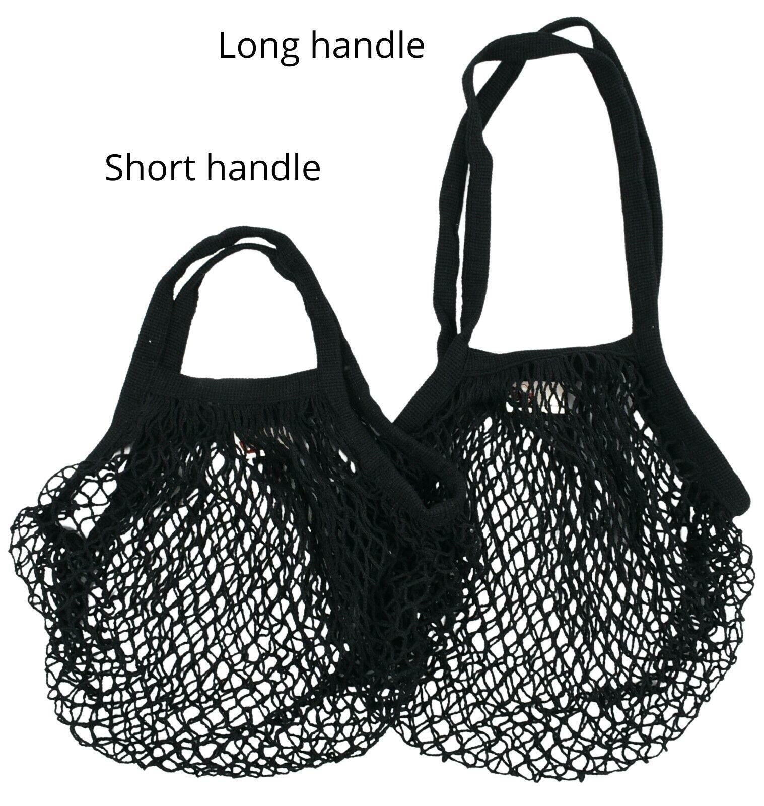 2-PACK Black Reusable Mesh Cotton Fruit/Vegetable Shopping Bags - 33x33cm