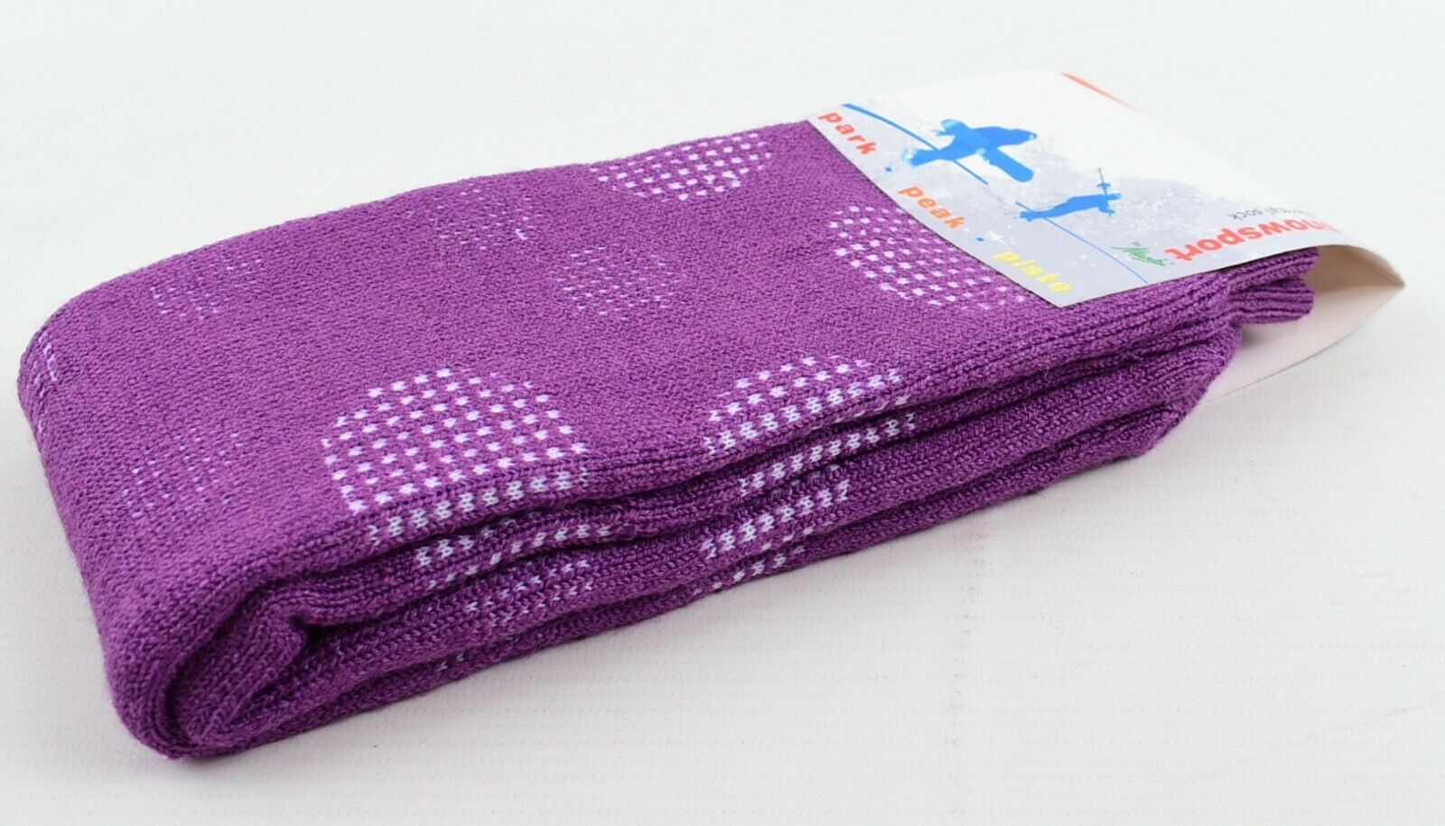 MANBI 18" Purple/Dotty Socks, Wool Blend (40% wool) UK kids size 12.5-3.5