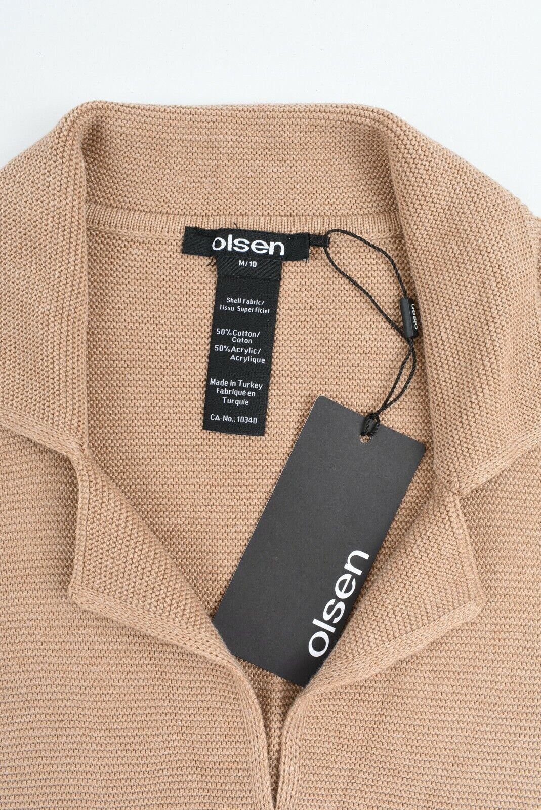 OLSEN Women's Button Up Cardigan, Tan Brown, size M