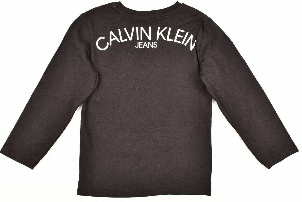 CALVIN KLEIN Boys' Kids Long Sleeve Logo Print Top, Black, 4 years or 6 years