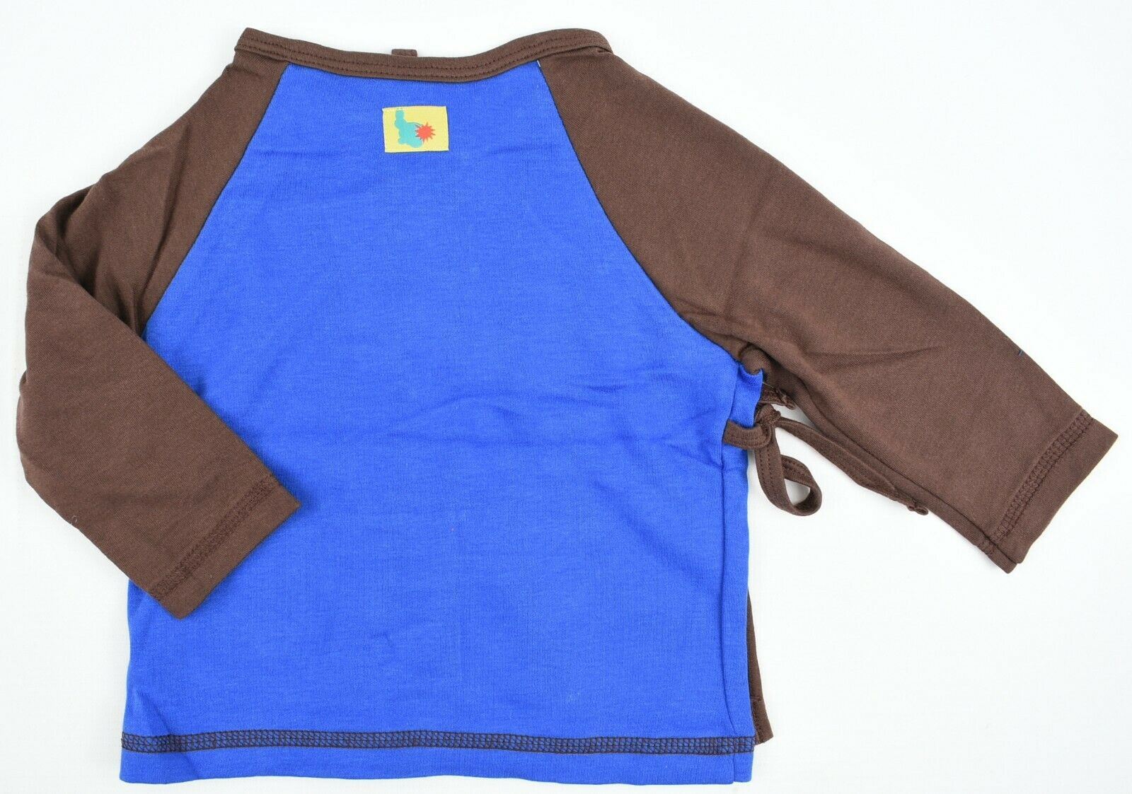 GREEN RABBIT Baby Wrap Around Top, Blue/Brown, MADE IN UK, size 12-18 months