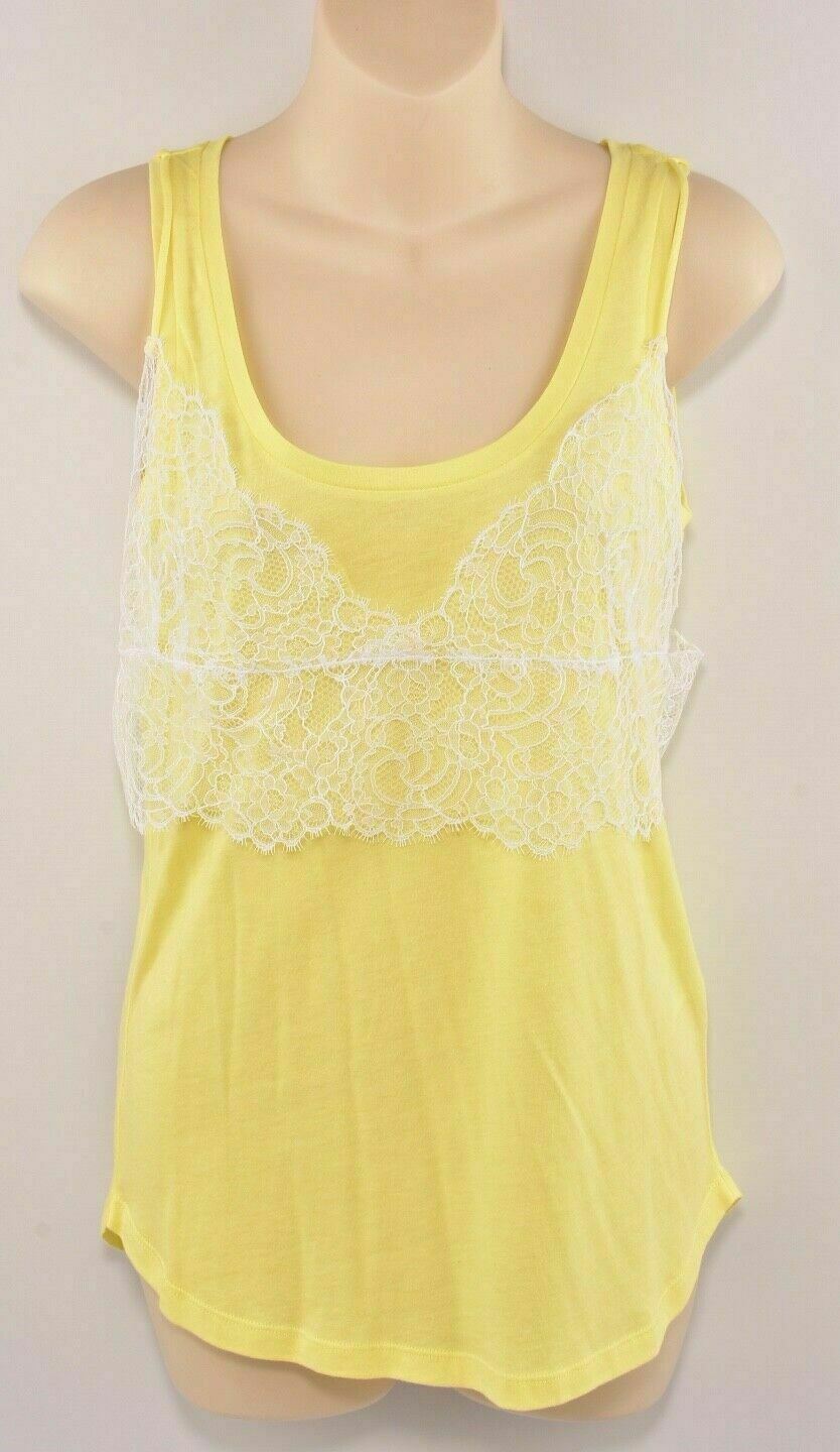 SANDRO Women's Yellow Tank Top with Lace, size UK 10