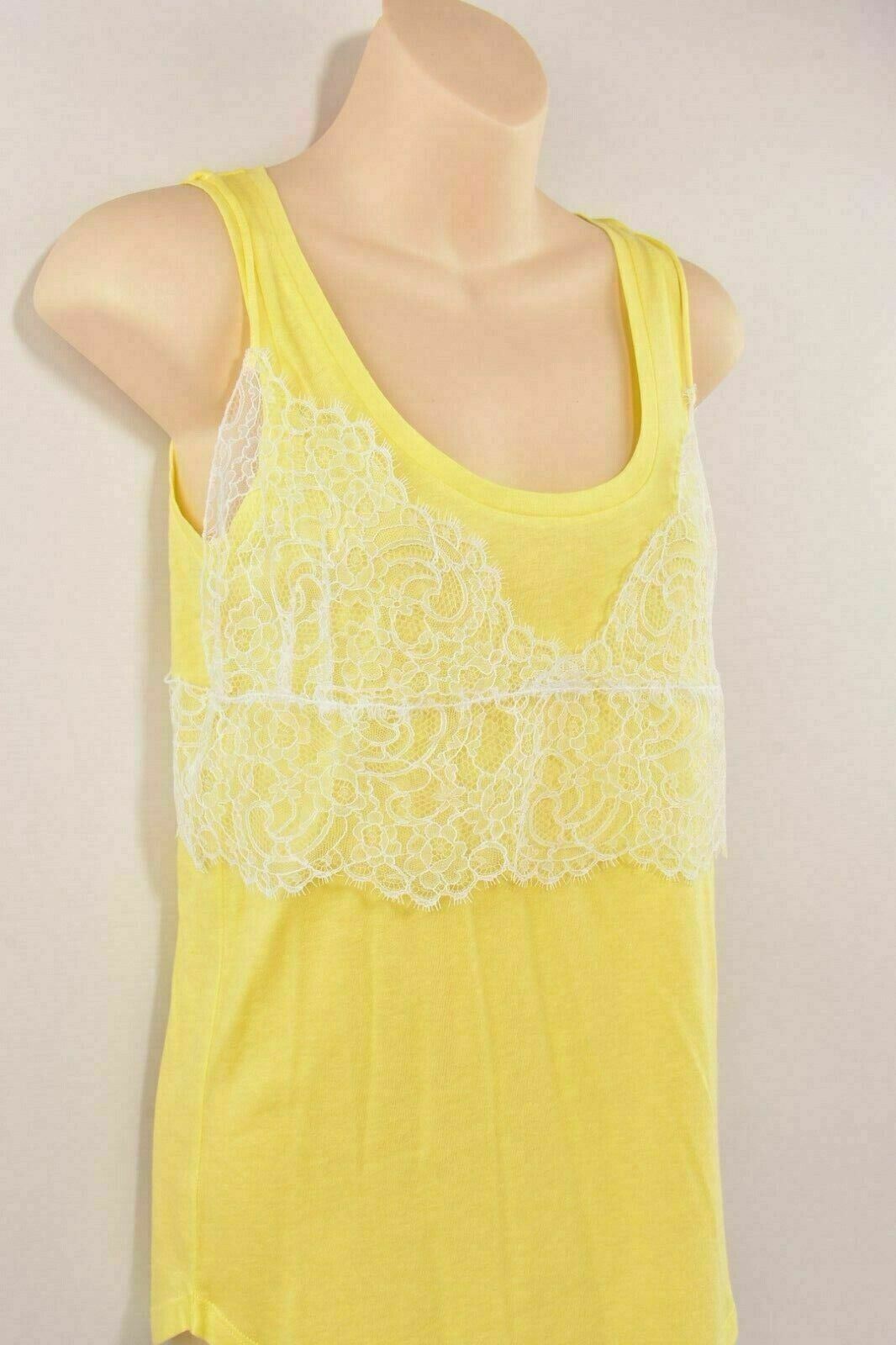 SANDRO Women's Yellow Tank Top with Lace, size UK 10