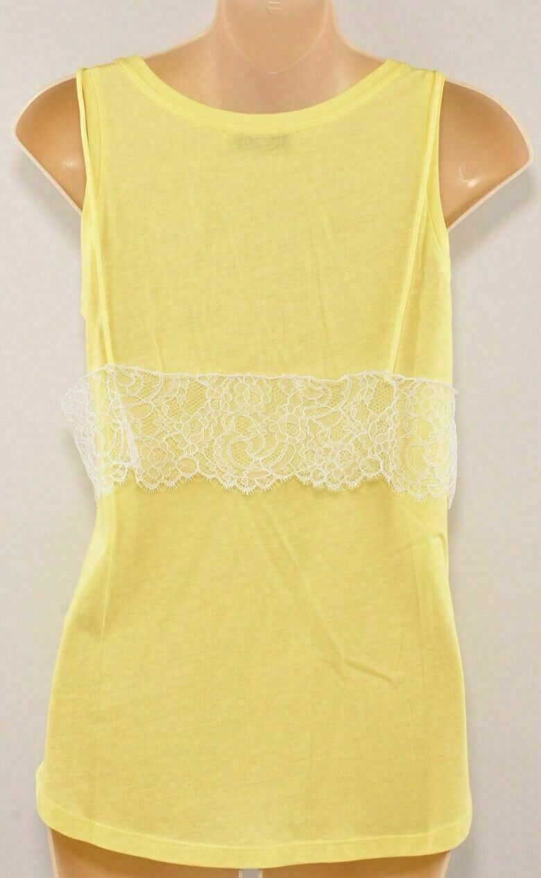 SANDRO Women's Yellow Tank Top with Lace, size UK 10