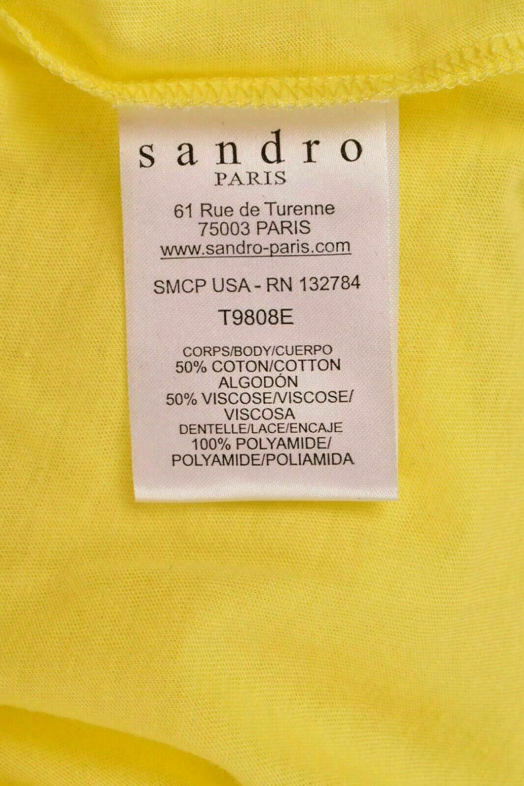 SANDRO Women's Yellow Tank Top with Lace, size UK 10