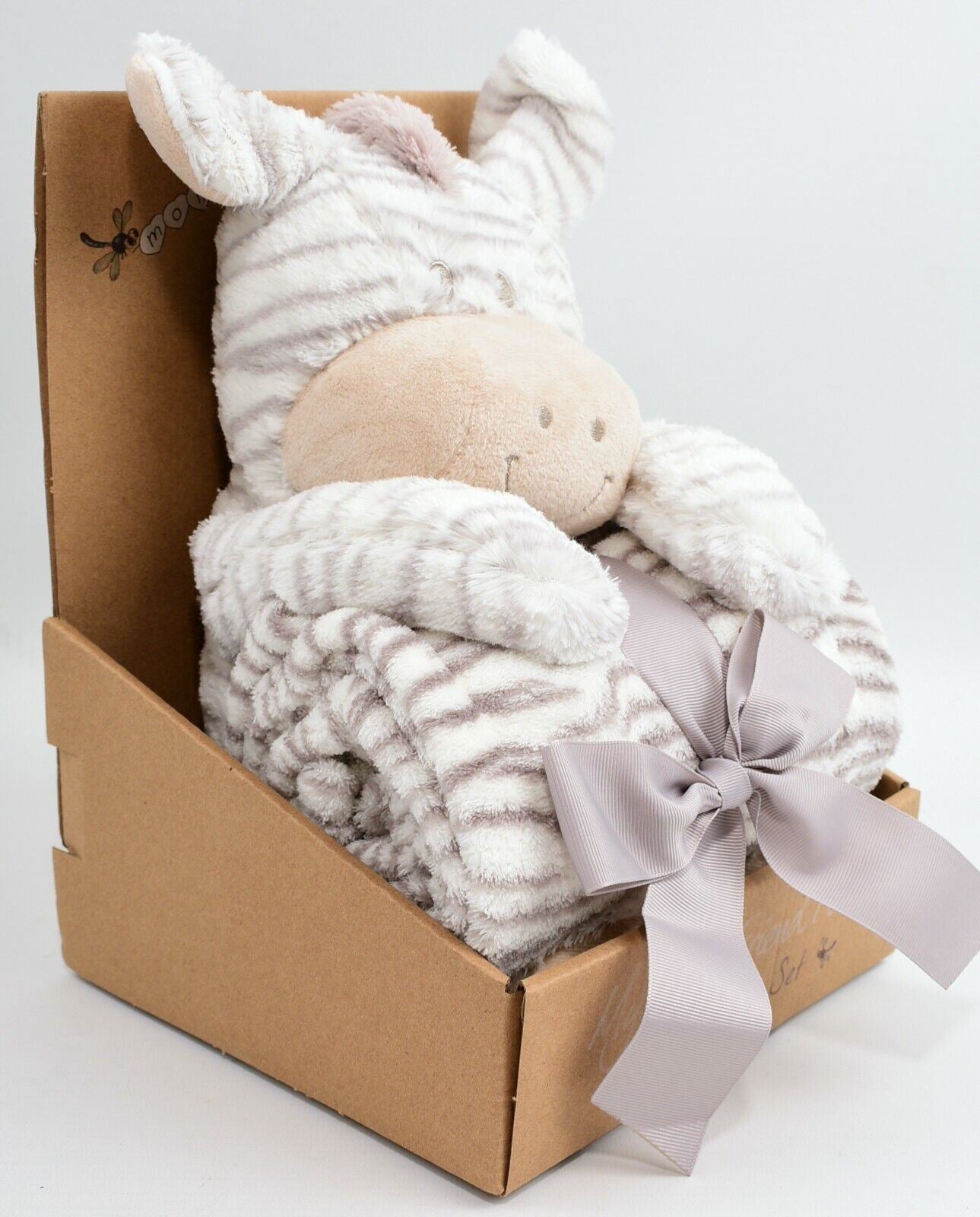 MON PETIT CHOU Plush Toy and Matching Blanket Baby Gift Set, ZEBRA