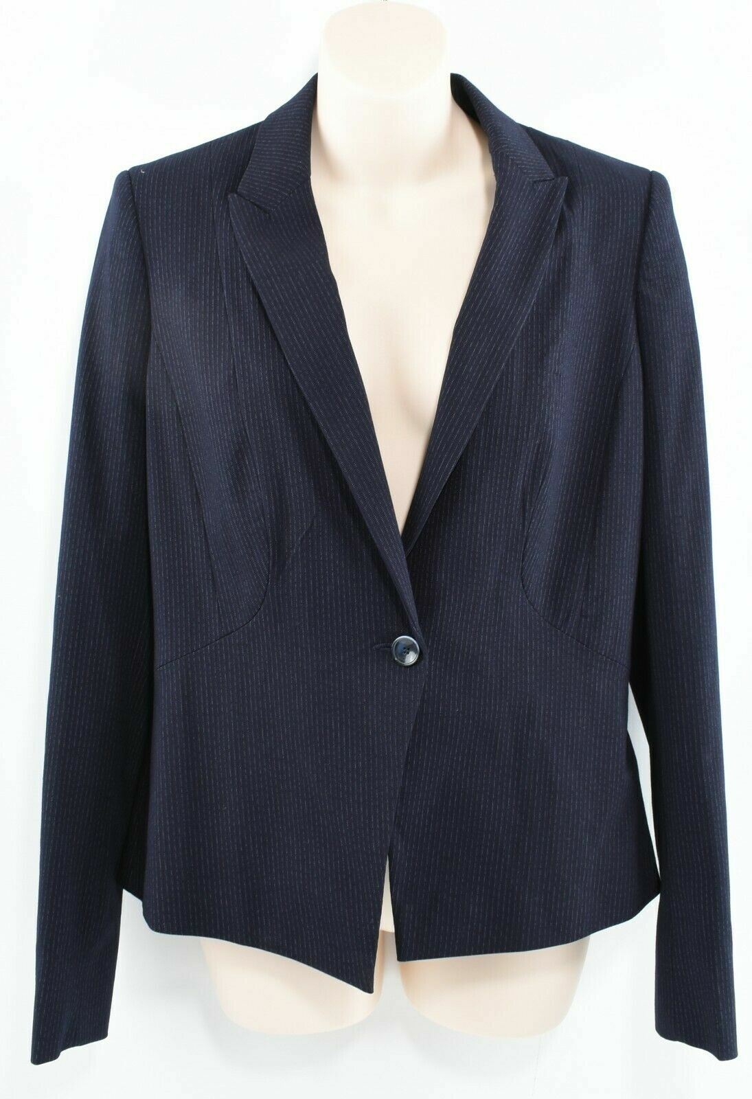 NEXT Women's Tailored Blazer Jacket, Pinstriped Navy Blue, size UK 10 R