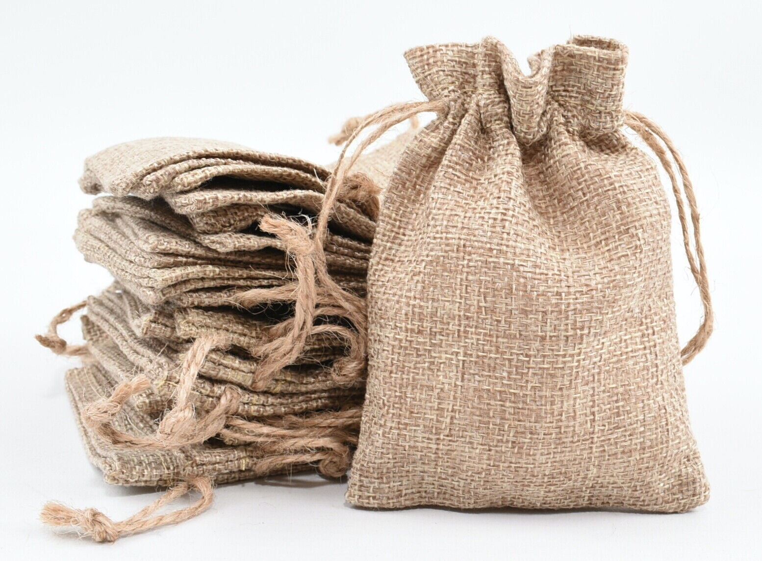 25x JUTE BURLAP DRAWSTRING BAGS Pouch Wedding Favour Gift Sacks - 9x12cm