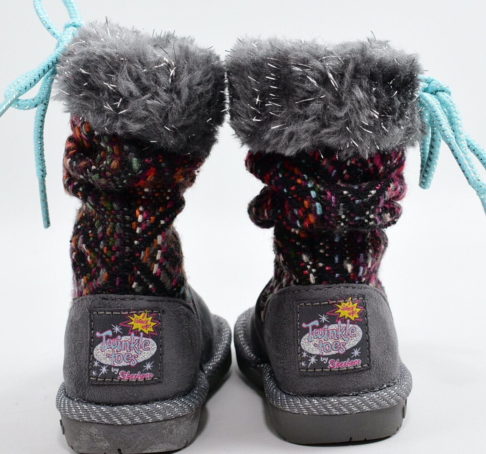 SKECHERS Twinkle Toes Girls' Light Up Boots, Grey/Multi, infant UK 5 / EU 22