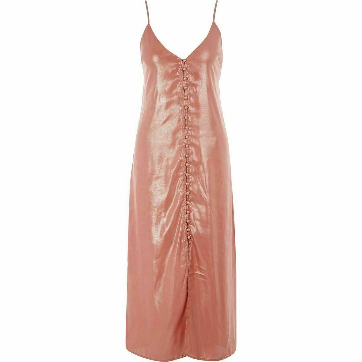 BARDOT Women's High Shine Midi Slip Dress, Coral Pink, size UK 10