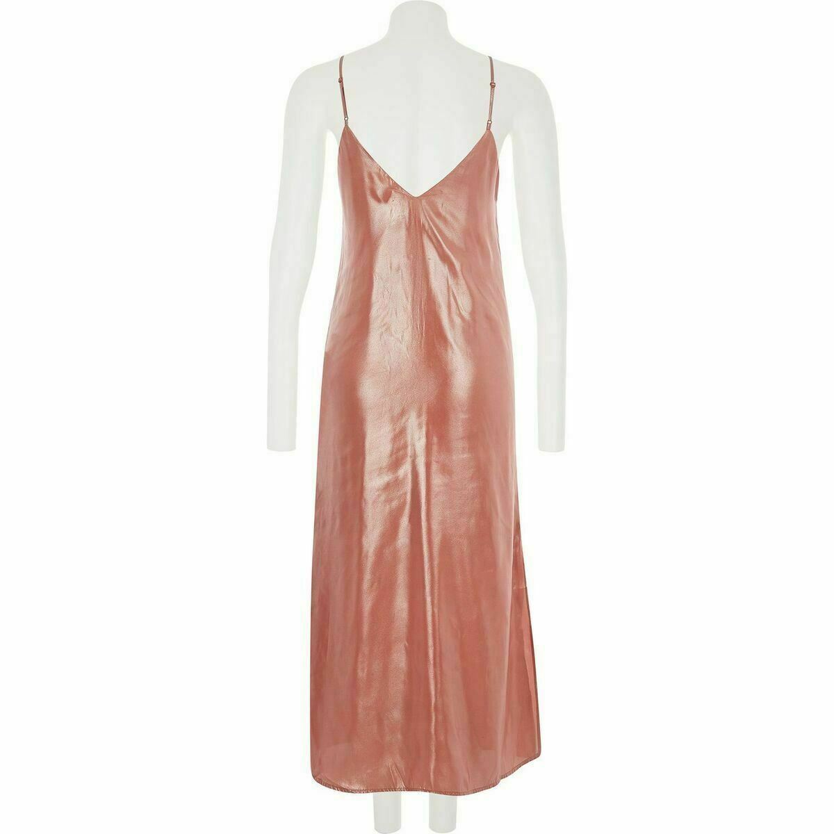 BARDOT Women's High Shine Midi Slip Dress, Coral Pink, size UK 10