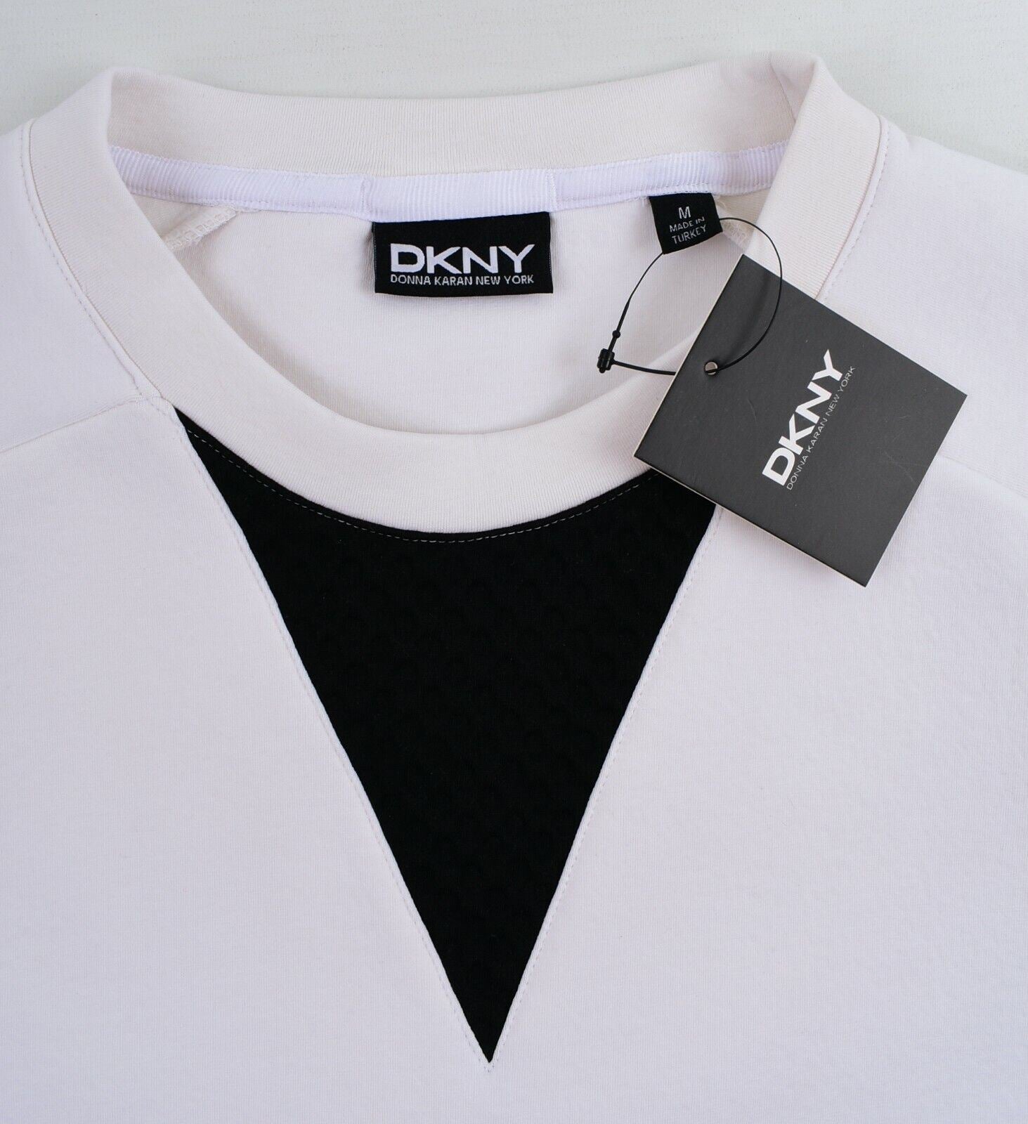 DKNY Men's Designer 1/2 Sleeve Scuba Top, White, size M