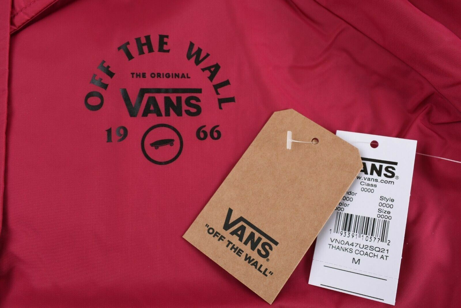 Vans Women's THANKS COACH Lightweight Logo Jacket Coat, Cerise, size Medium