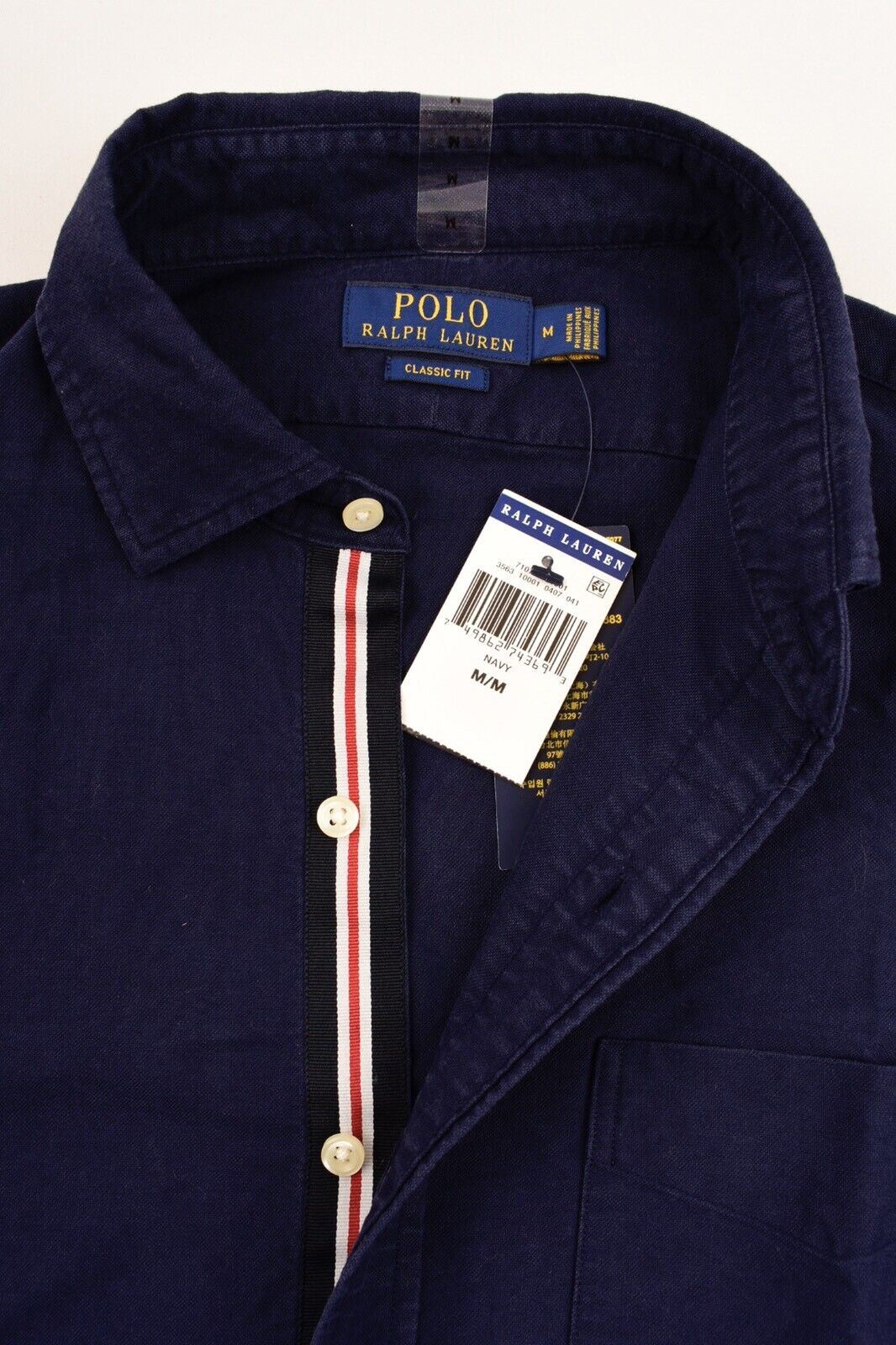 POLO RALPH LAUREN Men's Classic Fit Back Print Shirt, Navy Blue, size MEDIUM