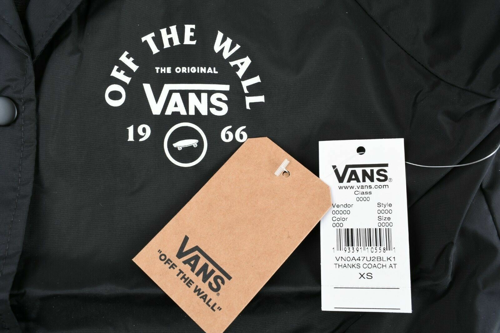 Vans Women's THANKS COACH Lightweight Logo Jacket, Black, size XS