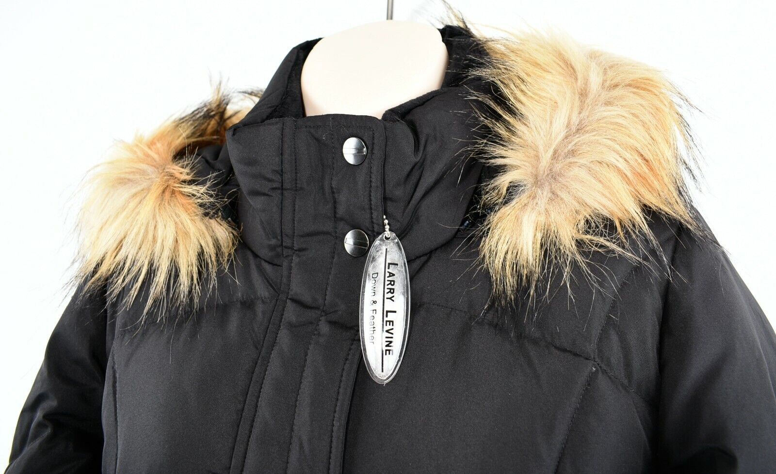 LARRY LEVINE Women's Hooded Feather & Down Coat Jacket, Black, size XS