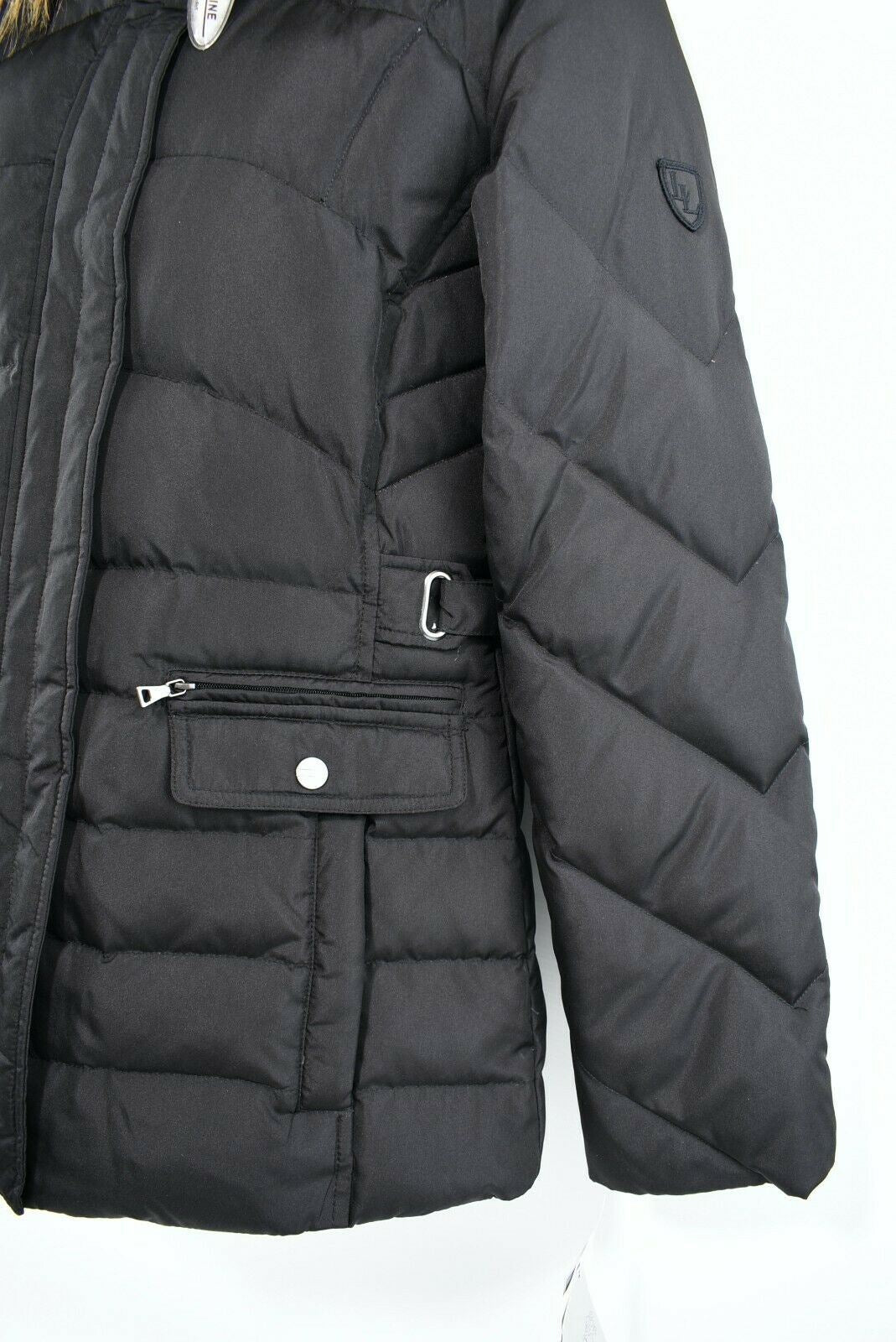 LARRY LEVINE Women's Hooded Feather & Down Coat Jacket, Black, size XS