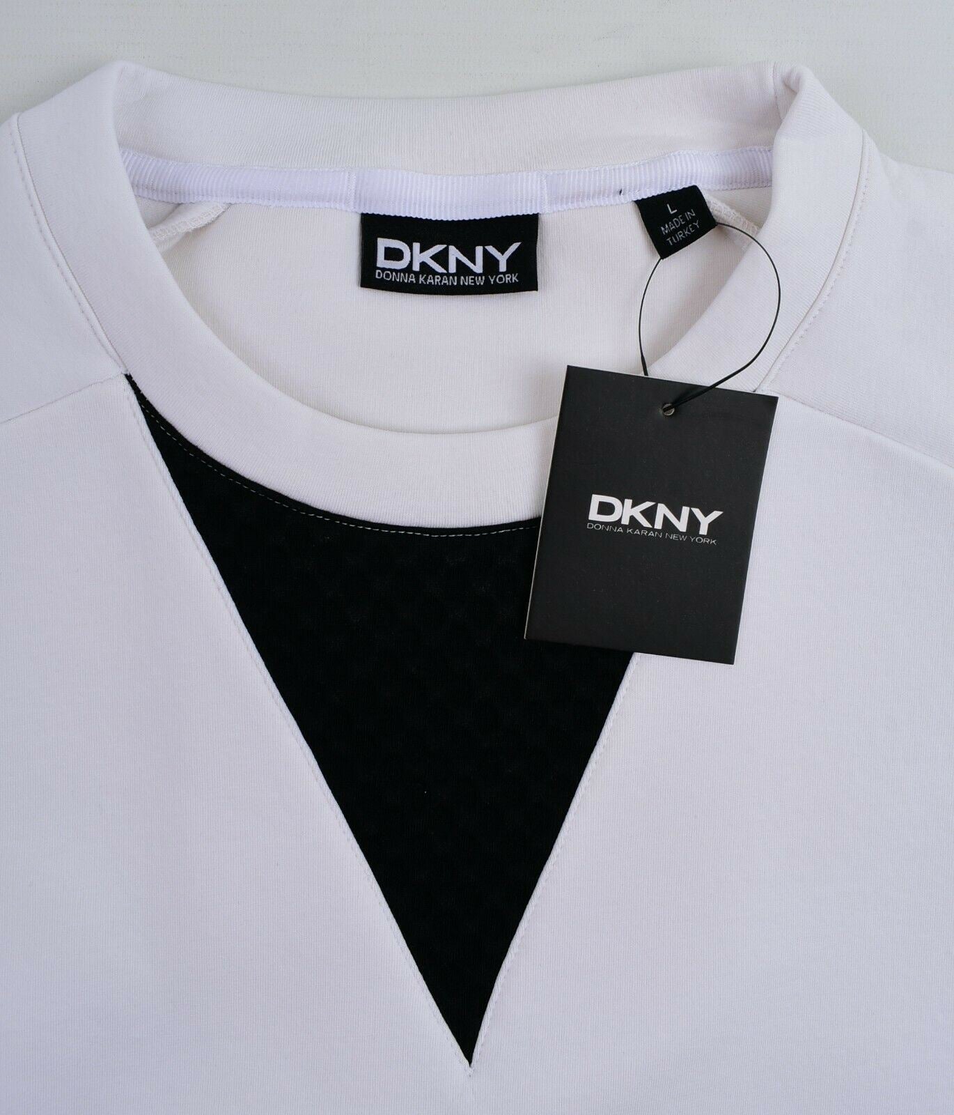 DKNY Men's Designer 1/2 Sleeve Scuba Top, White, size L