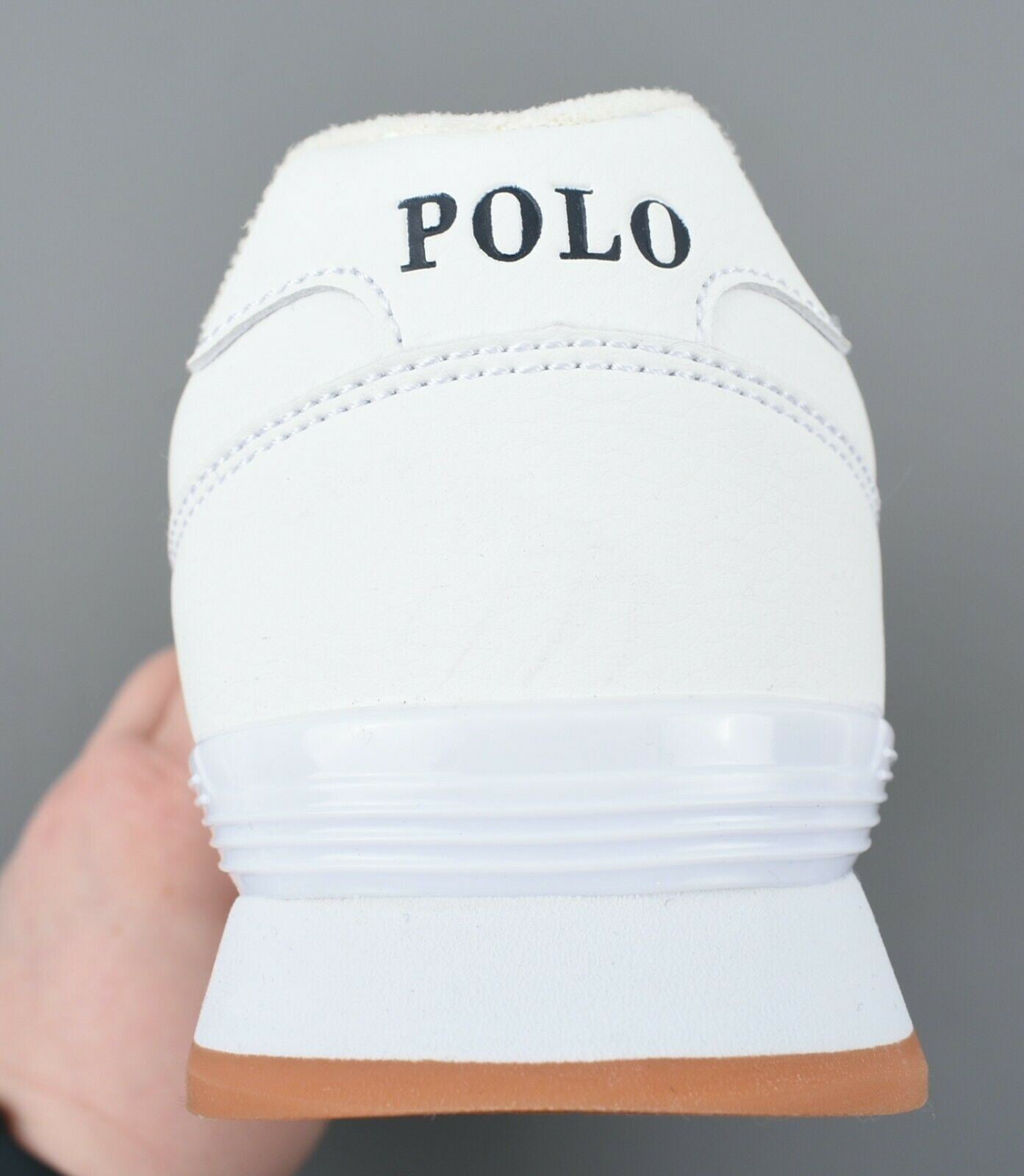 POLO RALPH LAUREN Girls' White Faux Leather Trainers, Sneakers, UK junior 4.5