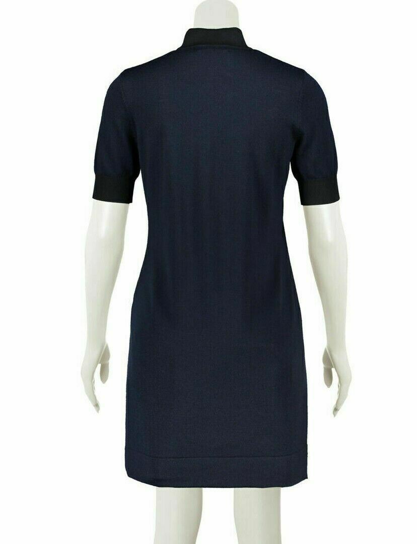 FRED PERRY Women's Wool Blend Knitted Dress, Dark Carbon Blue, size UK 8