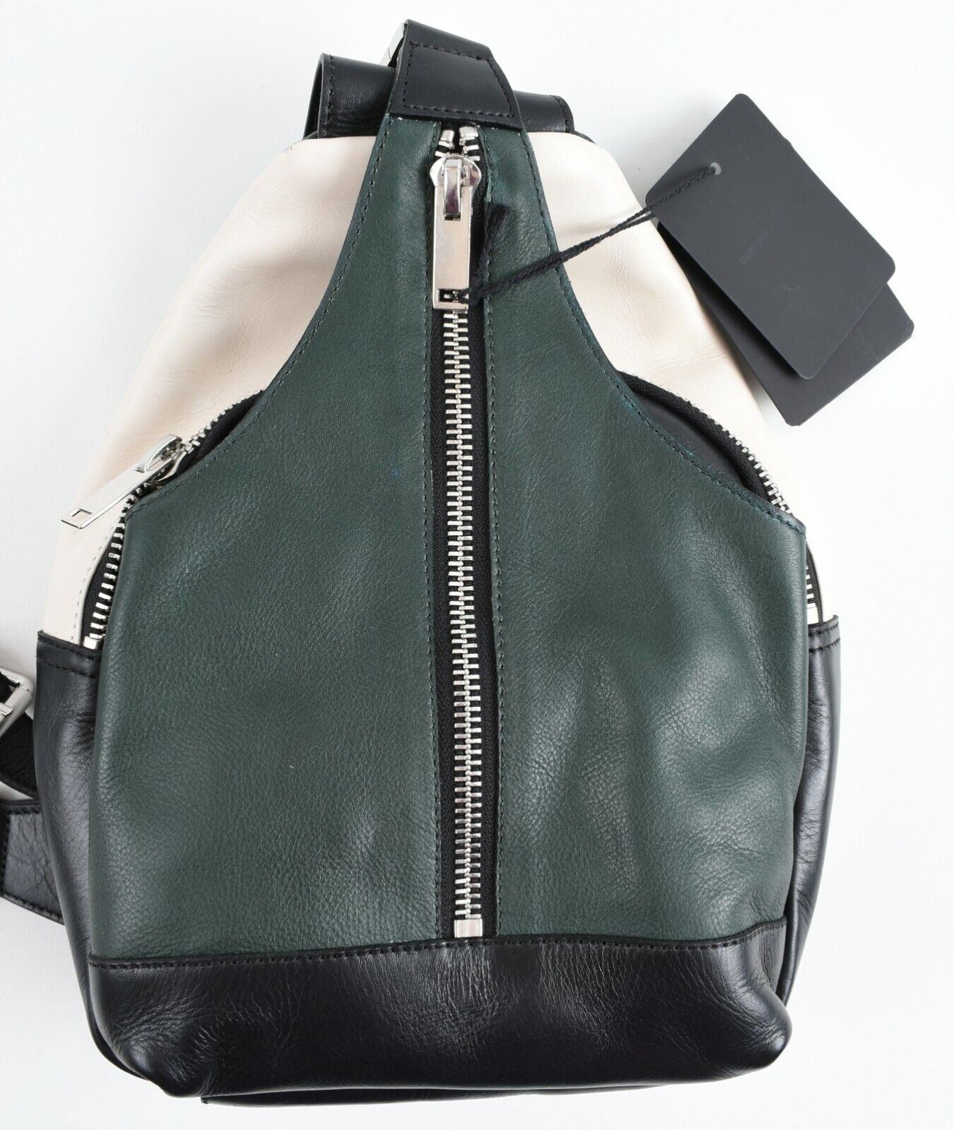 COSTUME NATIONAL LONDON POUCH Green & Black Leather Women's Backpack