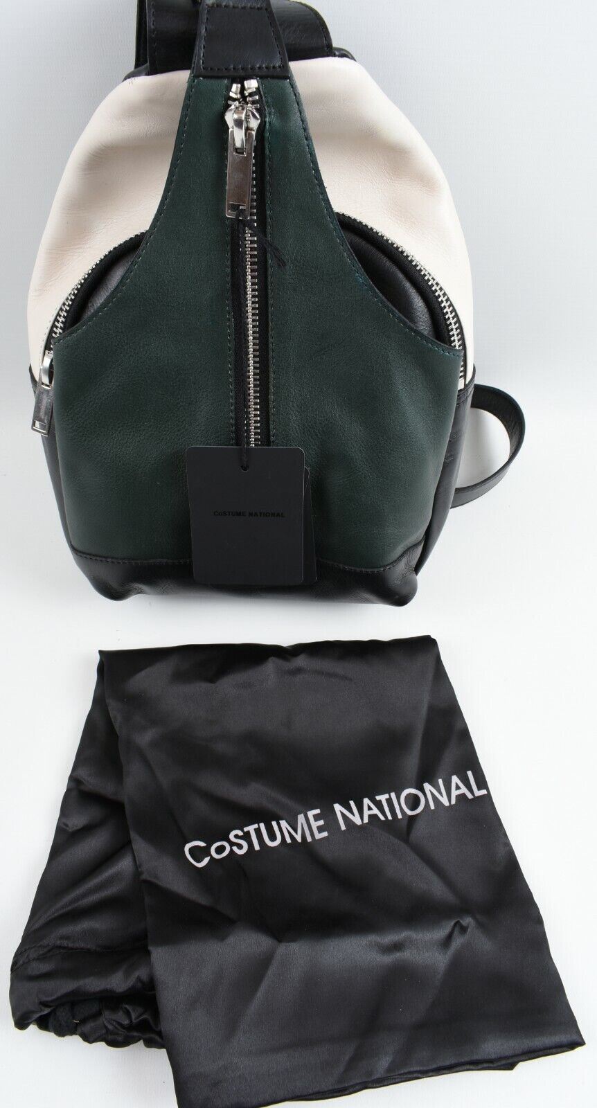 COSTUME NATIONAL LONDON POUCH Green & Black Leather Women's Backpack